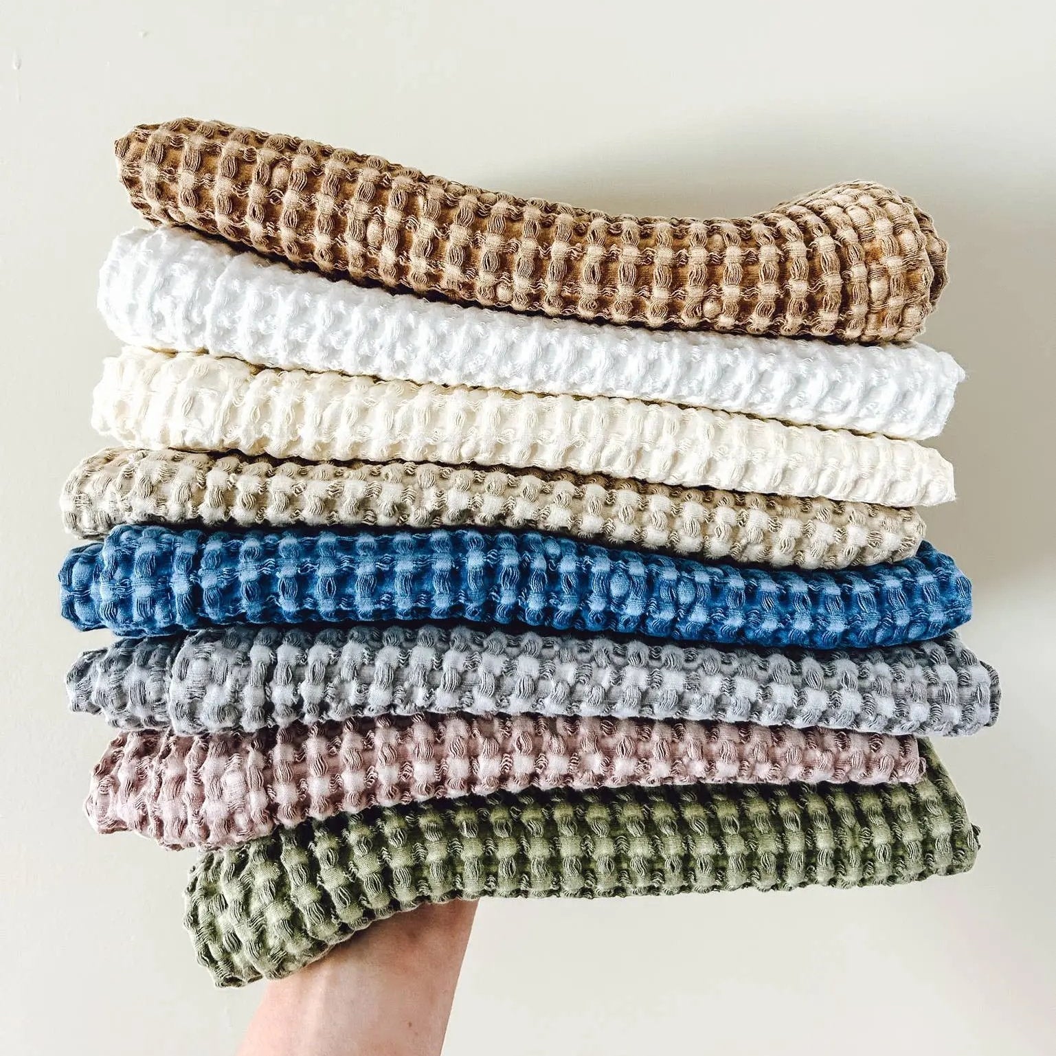 100% Organic Cotton Rustic Waffle Tea Towel - Light Grey XL