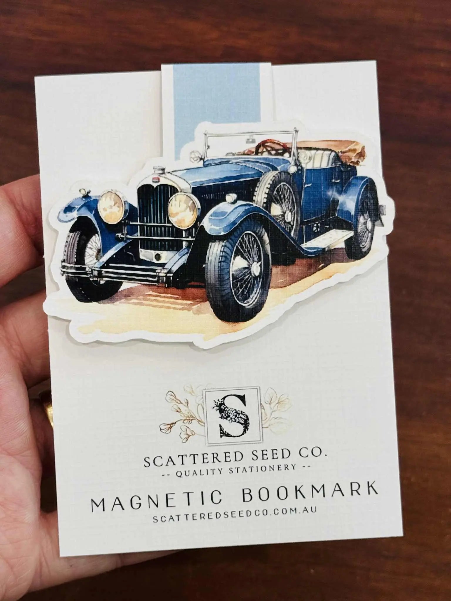 Vintage Classic Cars Magnetic Bookmark – Blue