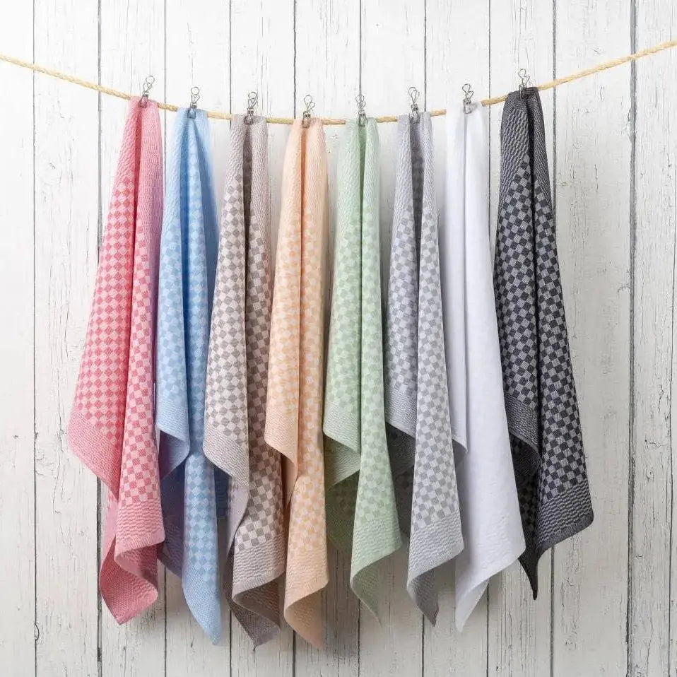 'Squares' - Cotton tea towels: Beige Rune-Jakobsen Design