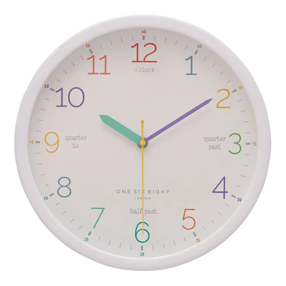 Learn the Time Silent Wall Clock – White (30 cm)