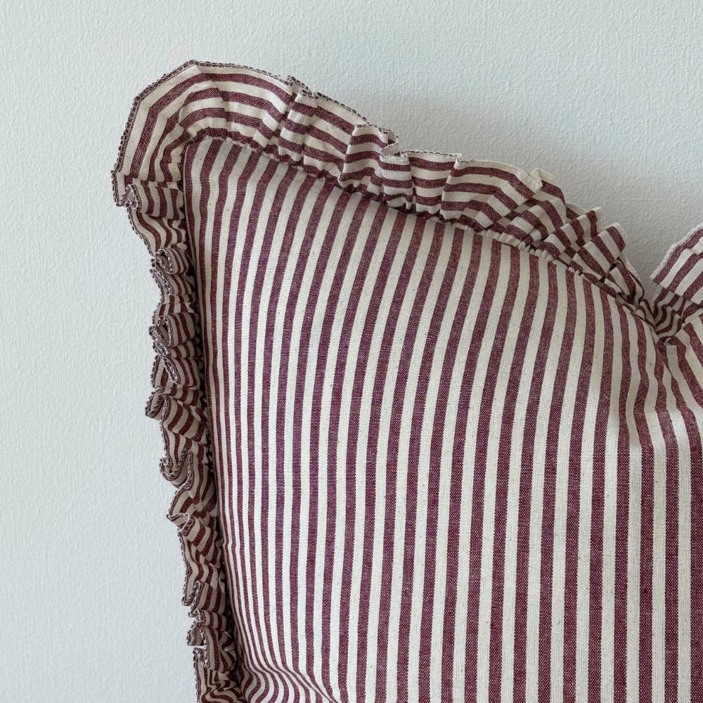 Darcy Burgundy Stripe Cushion Cover – 45 x 45 cm