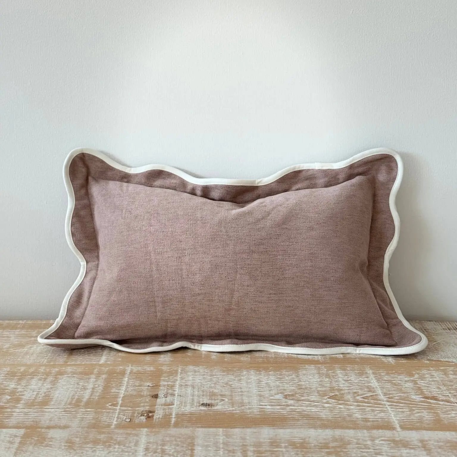 Chloe Dusty Pink Scalloped Edge Cushion Cover 50x30 Ellenvale Trade