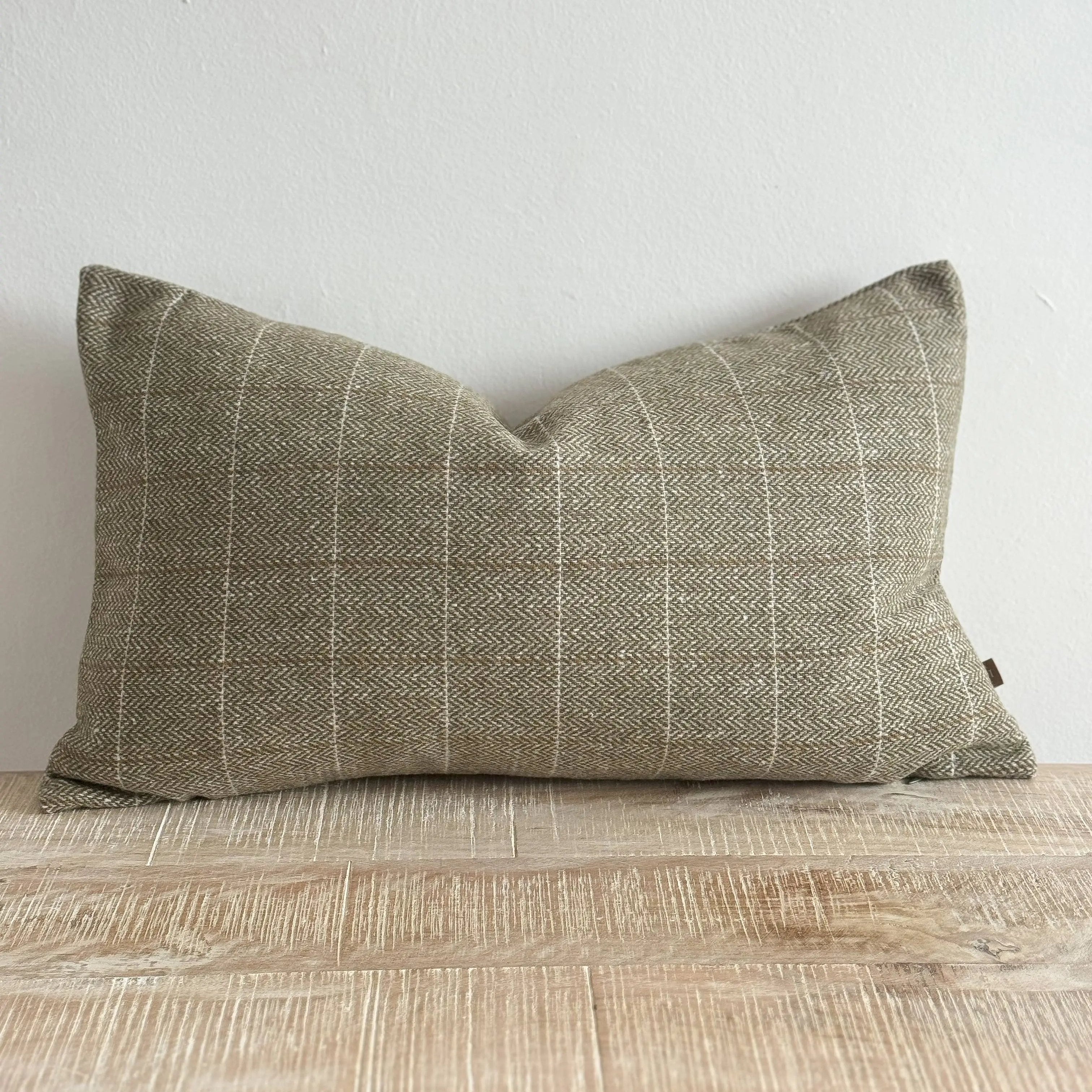 Betty Wool Blend Cushion Cover – Olive Check 50cm x 30cm Ellenvale Trade