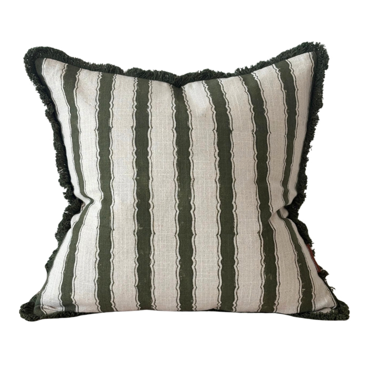 Sadie Vintage Olive Stripe Cushion Cover – 45 x 45 cm