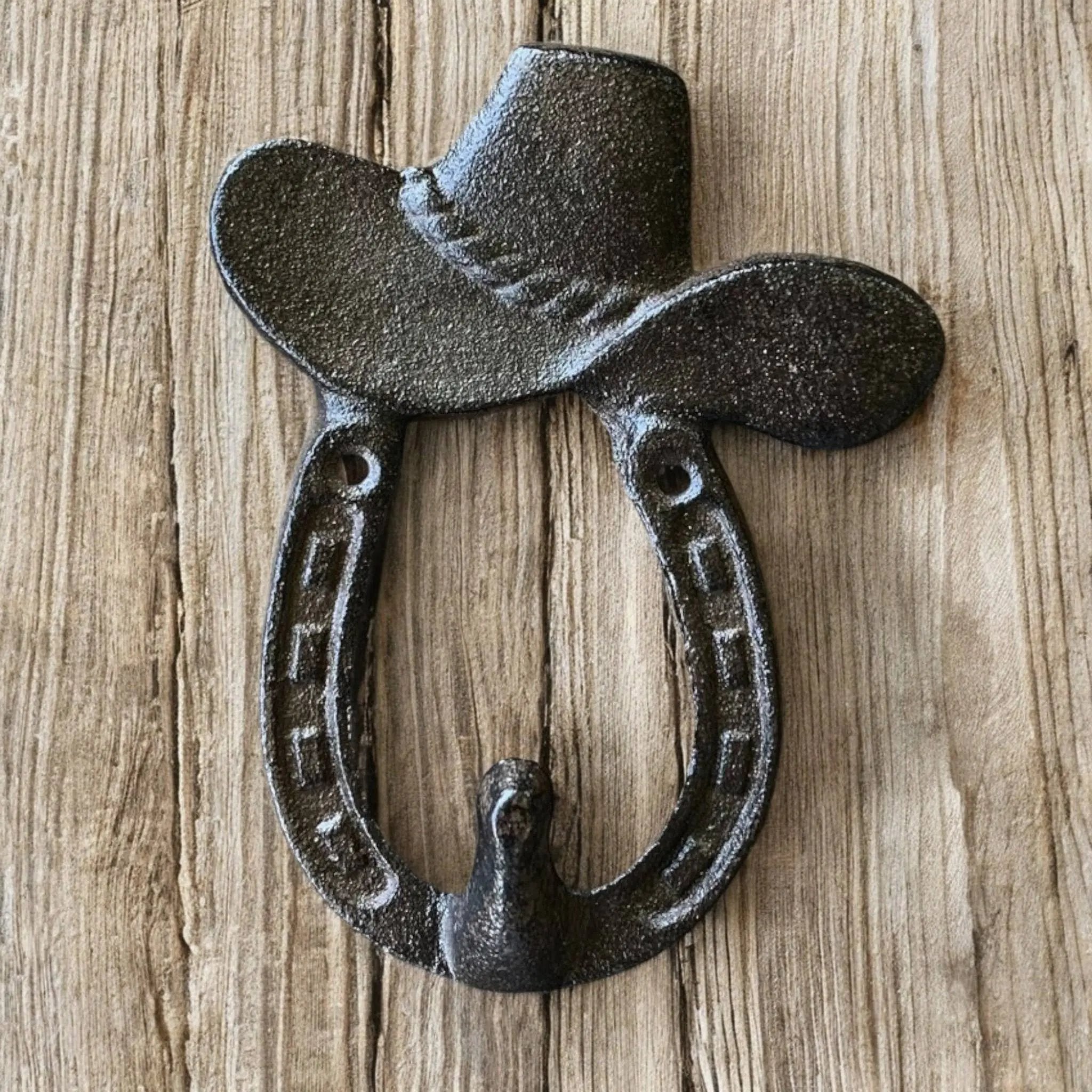 Western Cowboy Hat Hook - Vintage Cast Iron Wall Accent