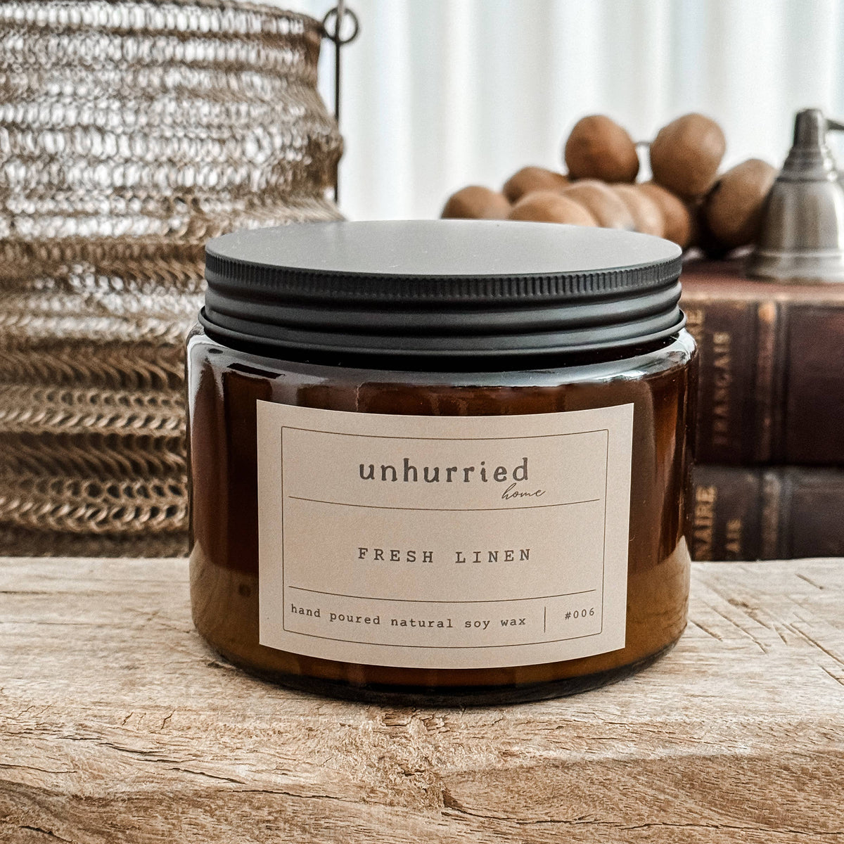 Fresh Linen Unhurried Handmade Soy Candle – Large