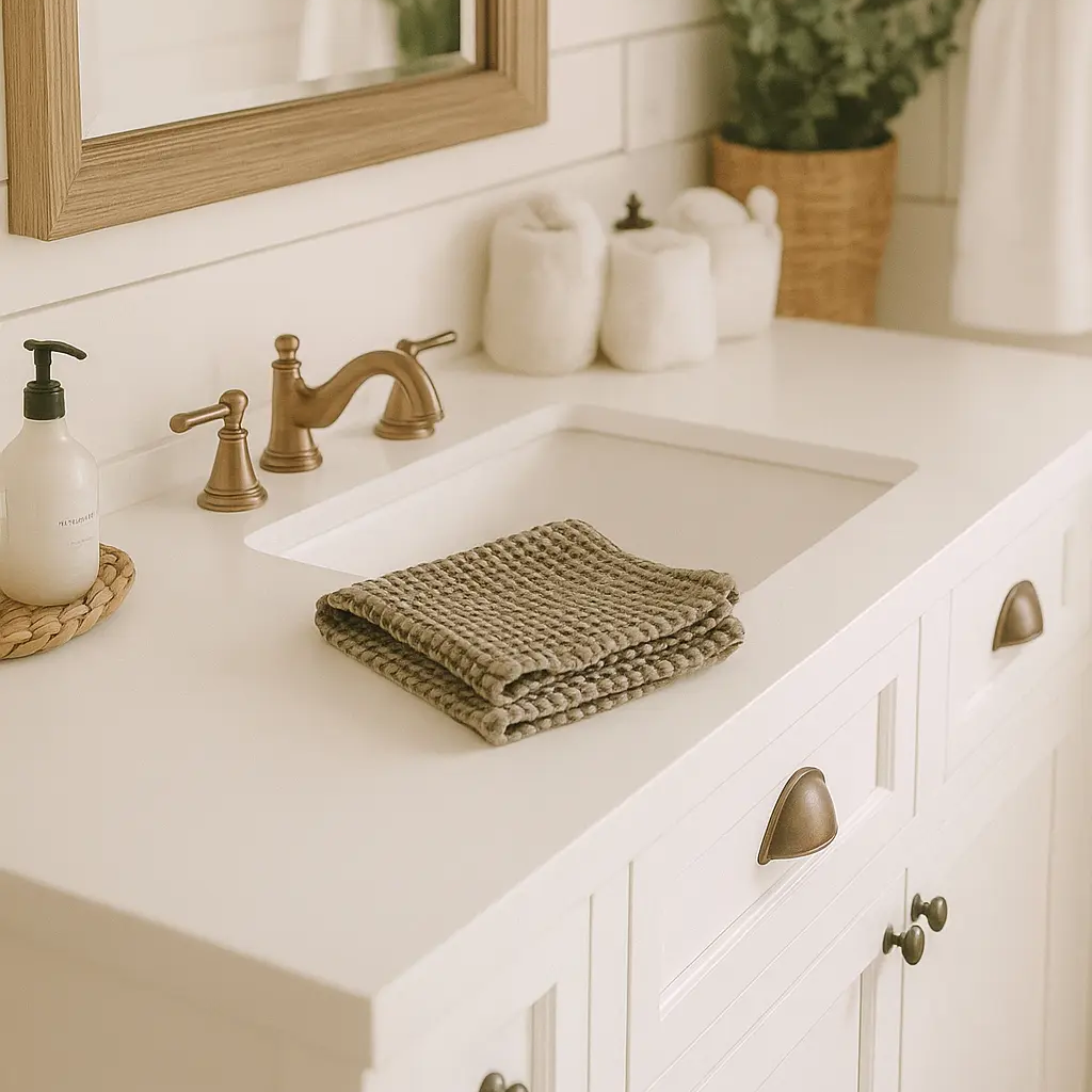 100% Organic Cotton Rustic Waffle Face Cloth - Khaki Mama and Tochter