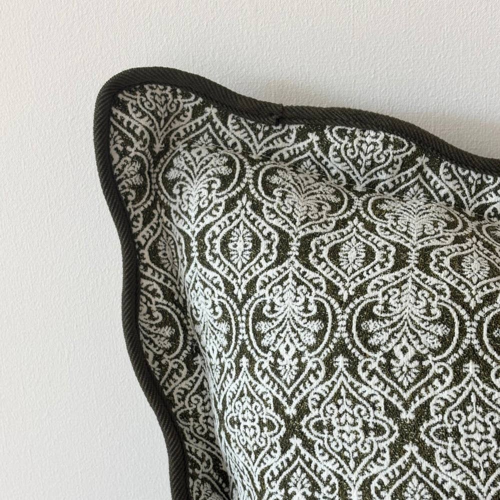 Chloe Olive Print Scalloped Cushion Cover – 45 x 45 cm