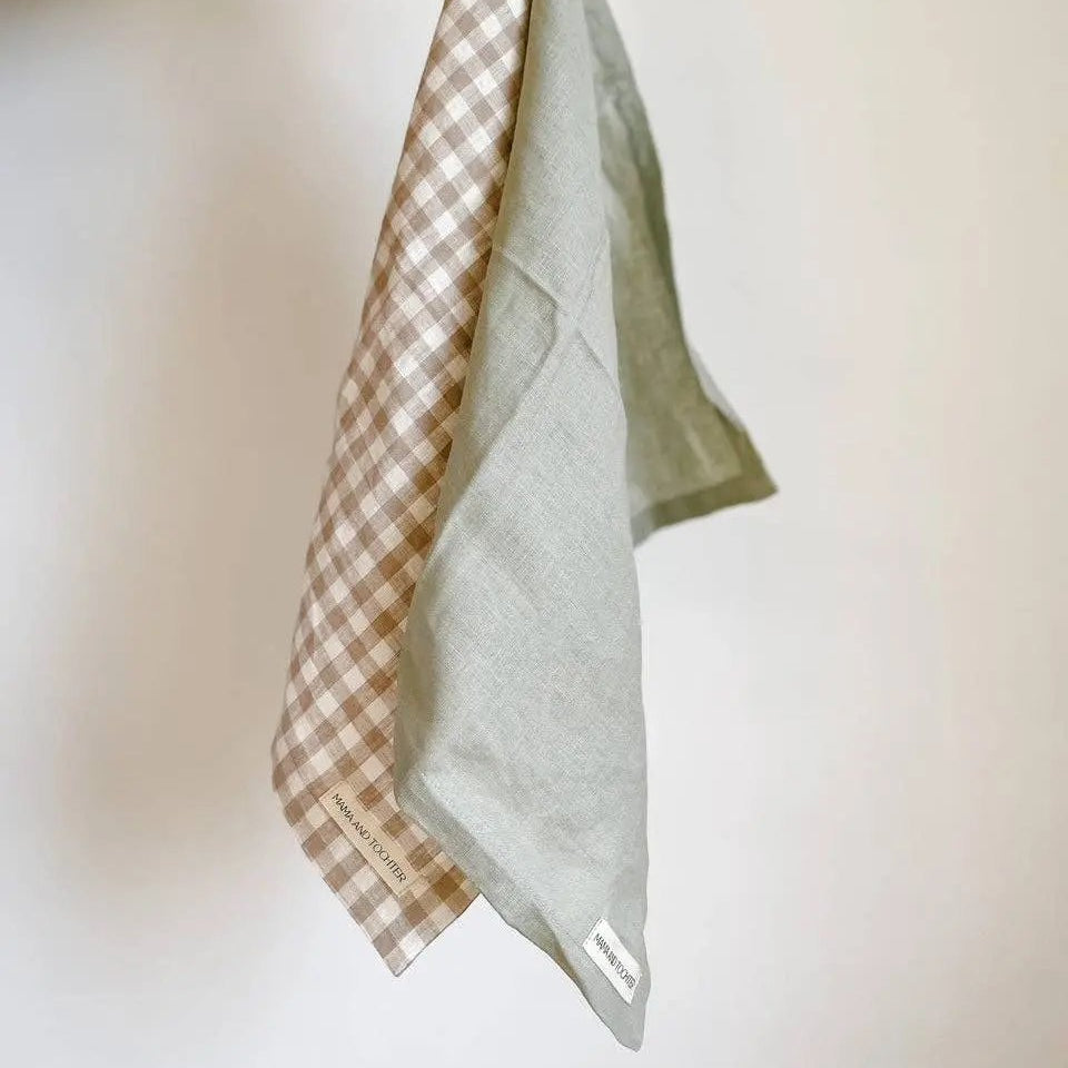 Pure French Linen Tea Towel - Pistachio Mama and Tochter