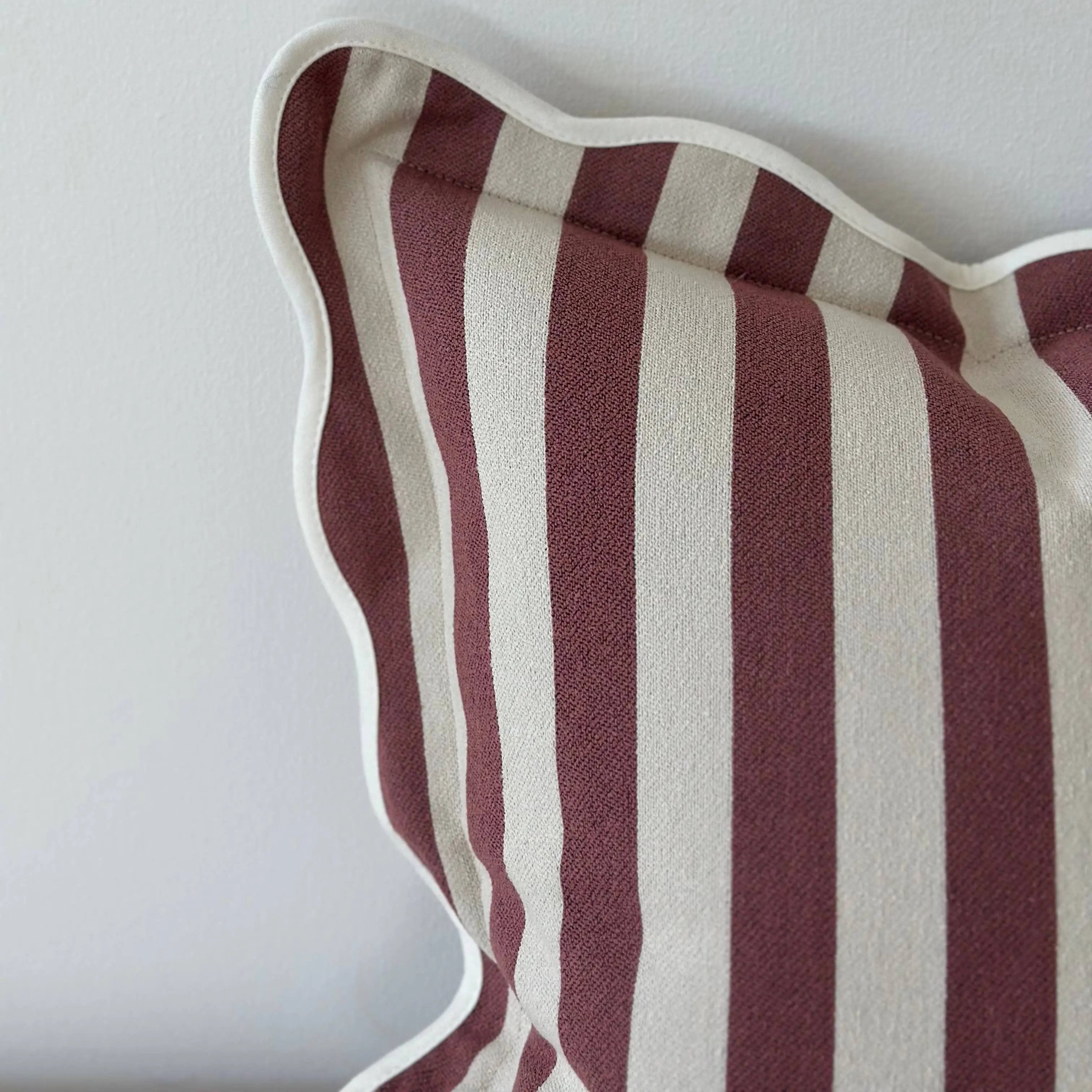 Chloe Plum Stripe Scalloped Edge Cushion Cover 45x45cm Ellenvale Trade