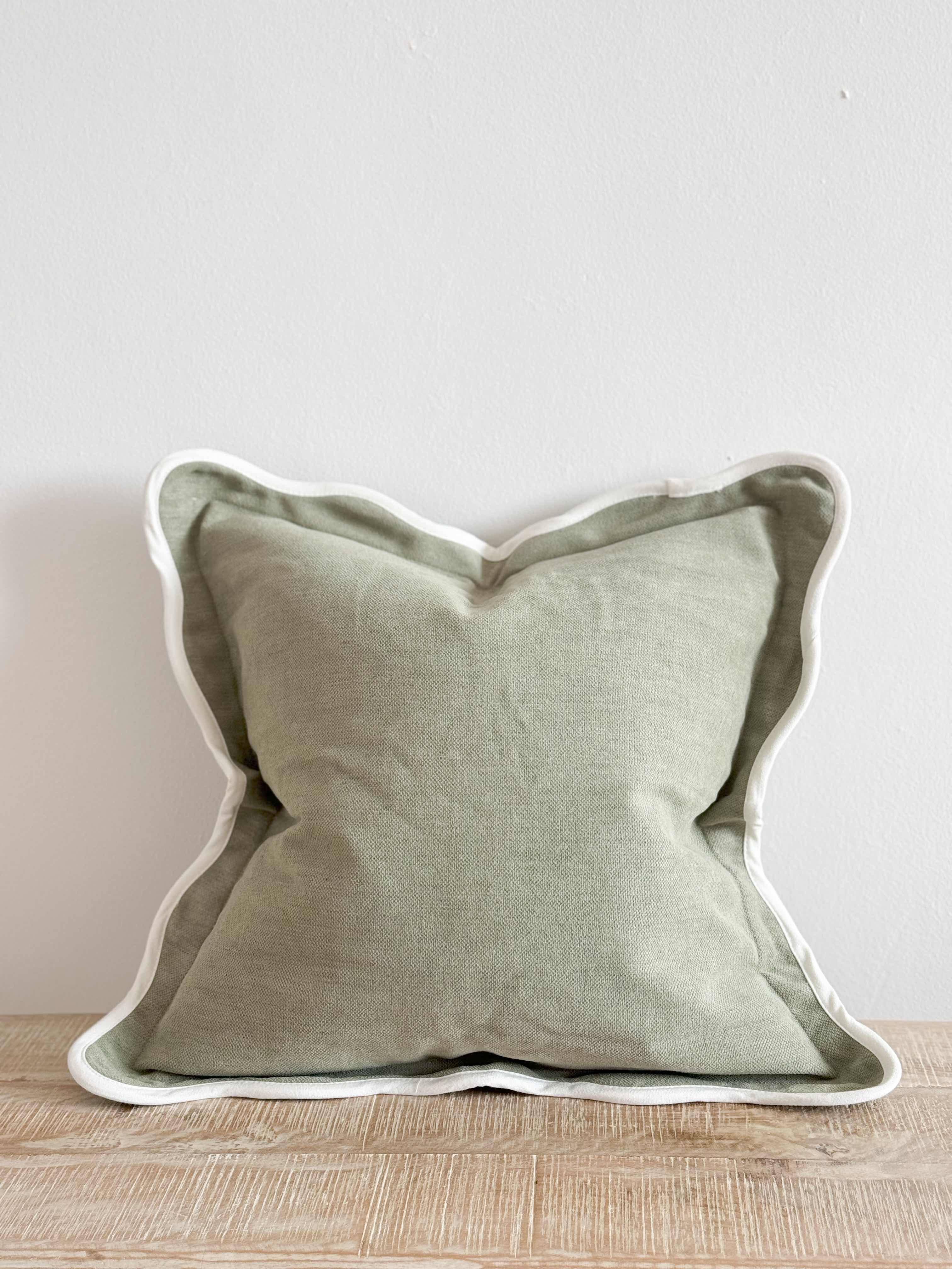 Chloe Sage Scalloped Edge Cushion Cover – 45×45cm Ellenvale Trade