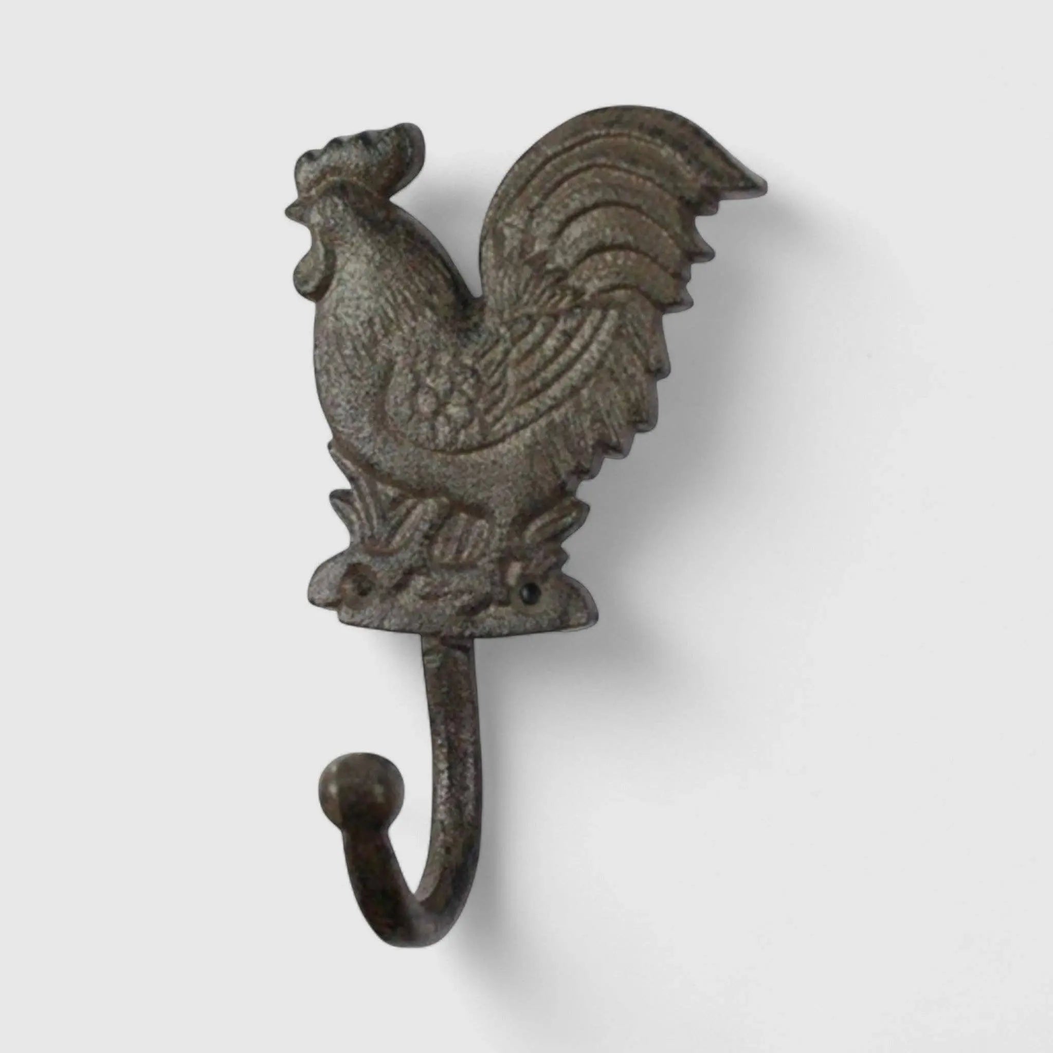 Rustic Cast Iron Rooster Hook – Farmhouse Wall Organizer Iron & Blossom
