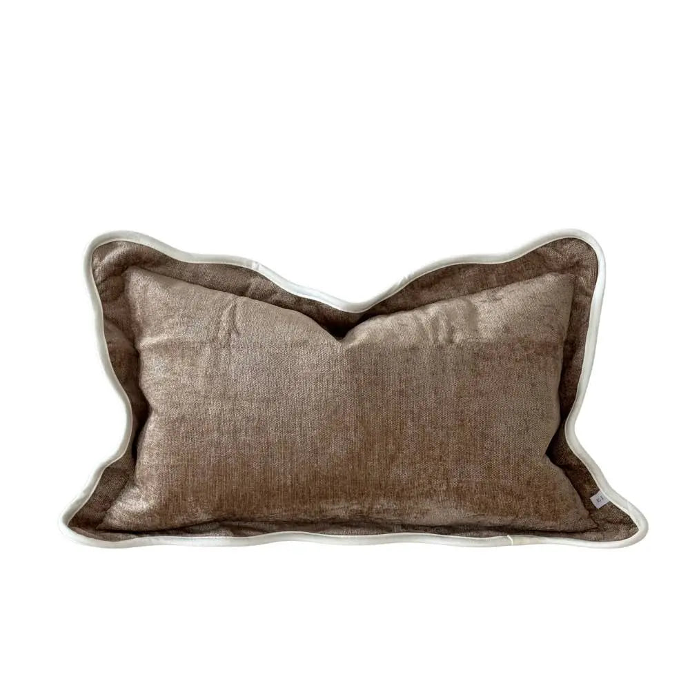 Chloe Coffee Scalloped Edge Cushion Cover – 50 × 30 cm
