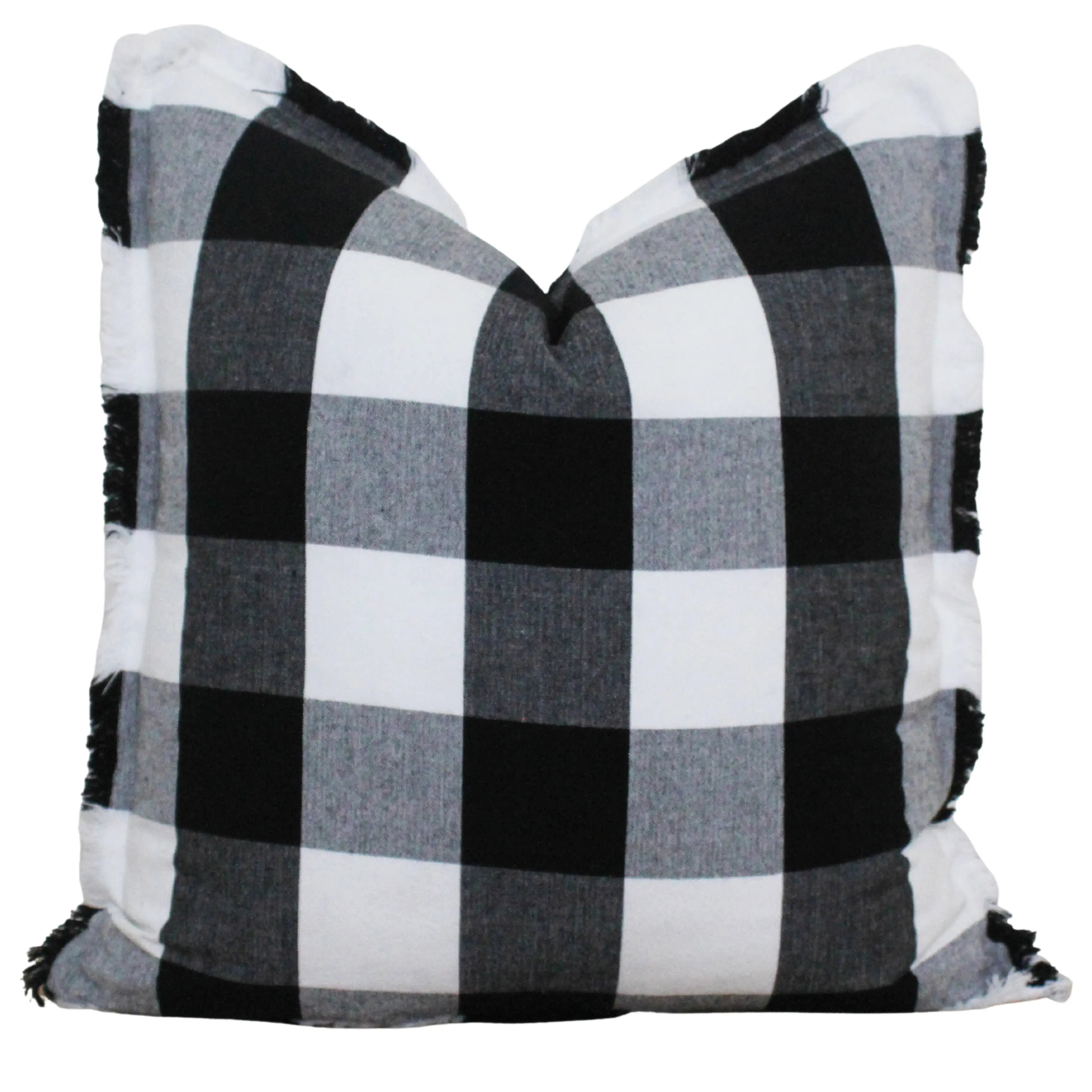 Buffalo Check Fringe Cushion Cover – Black 50 x 50cm Porter Lane Home
