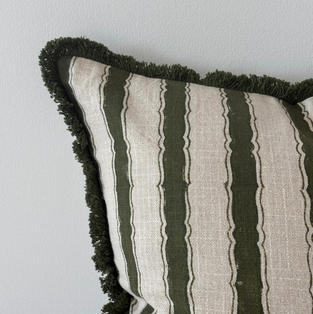Sadie Vintage Olive Stripe Cushion Cover – 45 x 45 cm