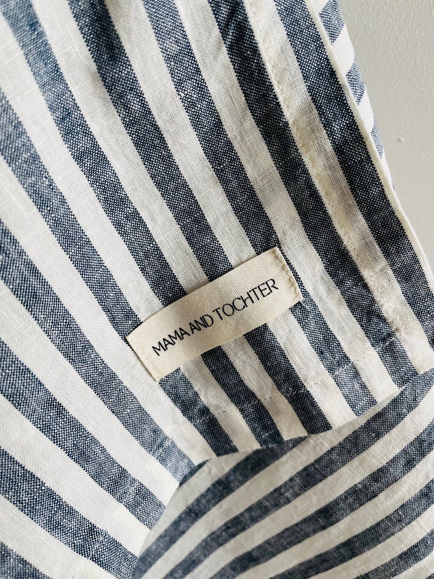 Pure French Linen Tea Towel - Navy Stripe Mama and Tochter