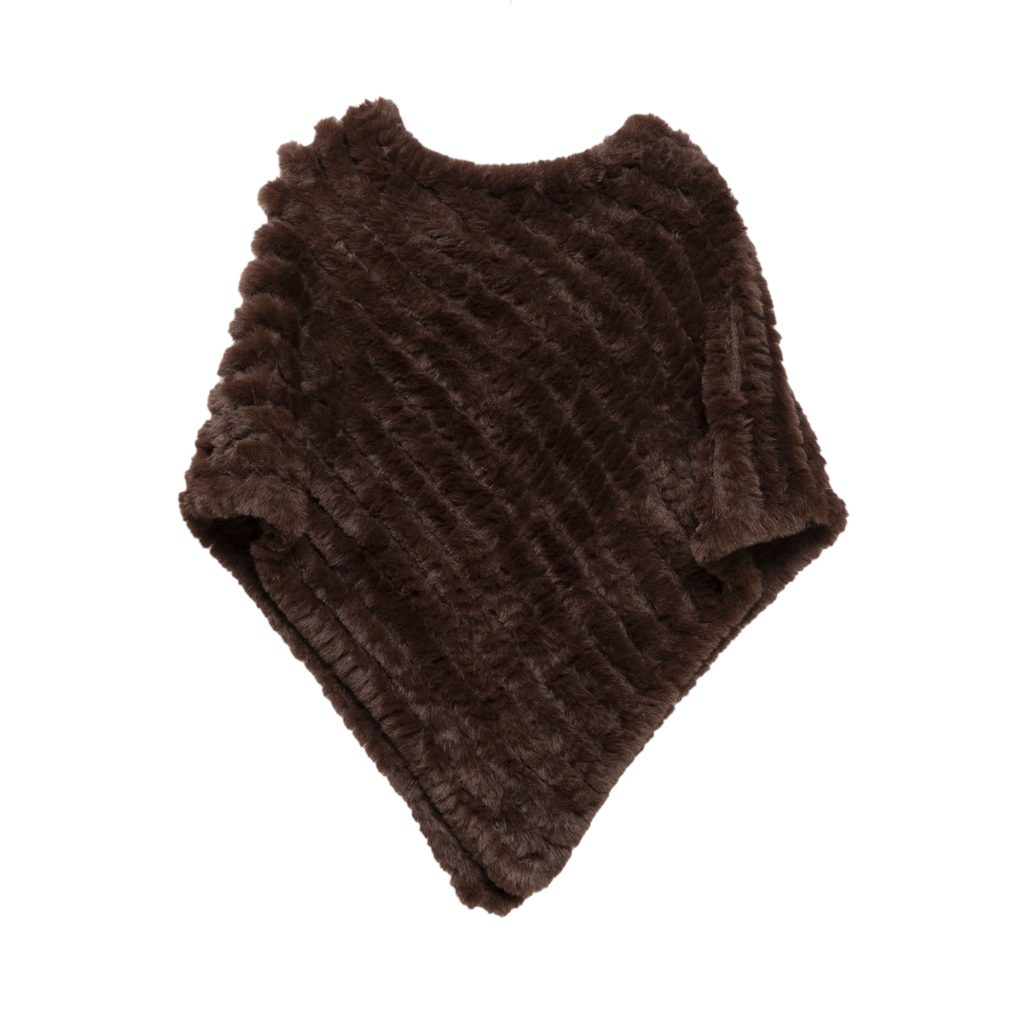 Plush Faux Fur Poncho – Camel, Black or Brown