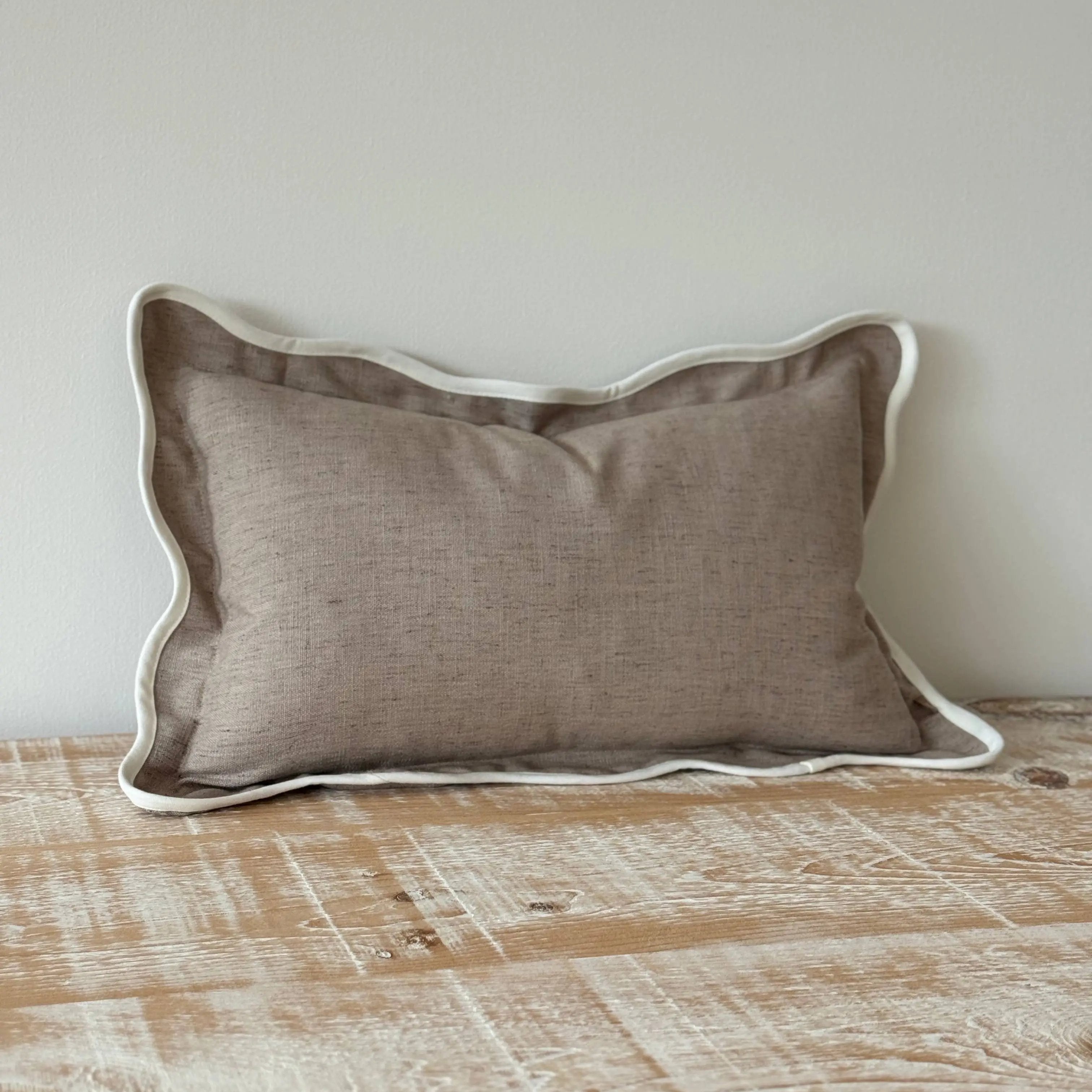 Chloe Greige Scalloped Edge Cushion Cover 50x30 Ellenvale Trade