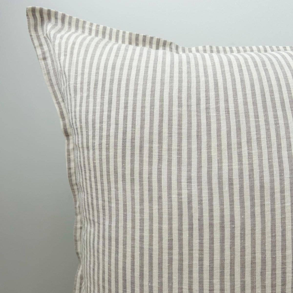Pure French Linen Euro Cushion - Grey Stripe Mama and Tochter