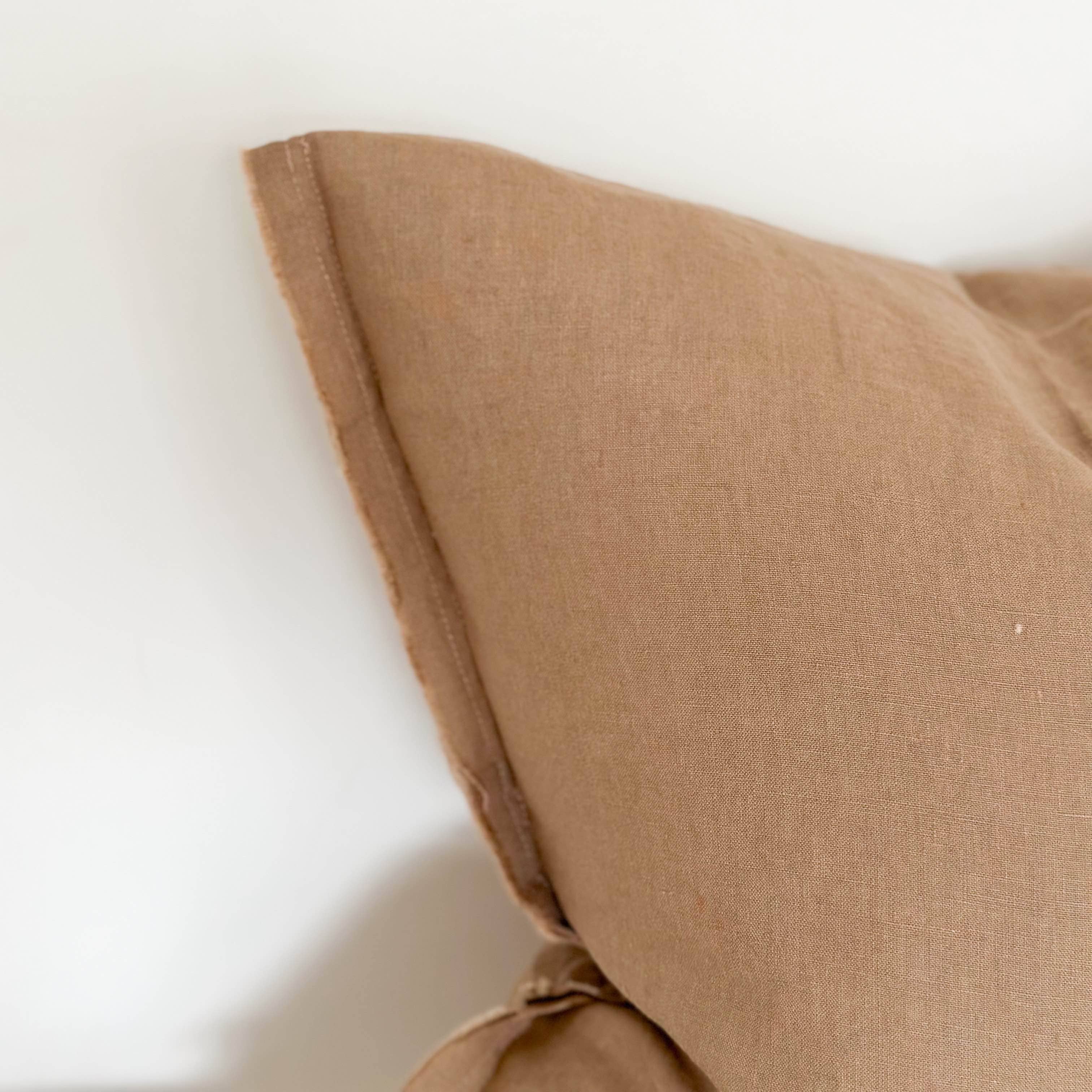 Esmee Linen Cushion Cover – Frayed Edge Coffee 45x45cm Ellenvale Trade