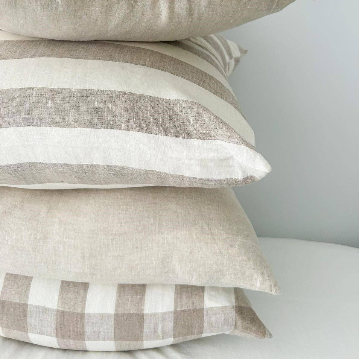 Linen Cushion - Natural Gingham Mama and Tochter