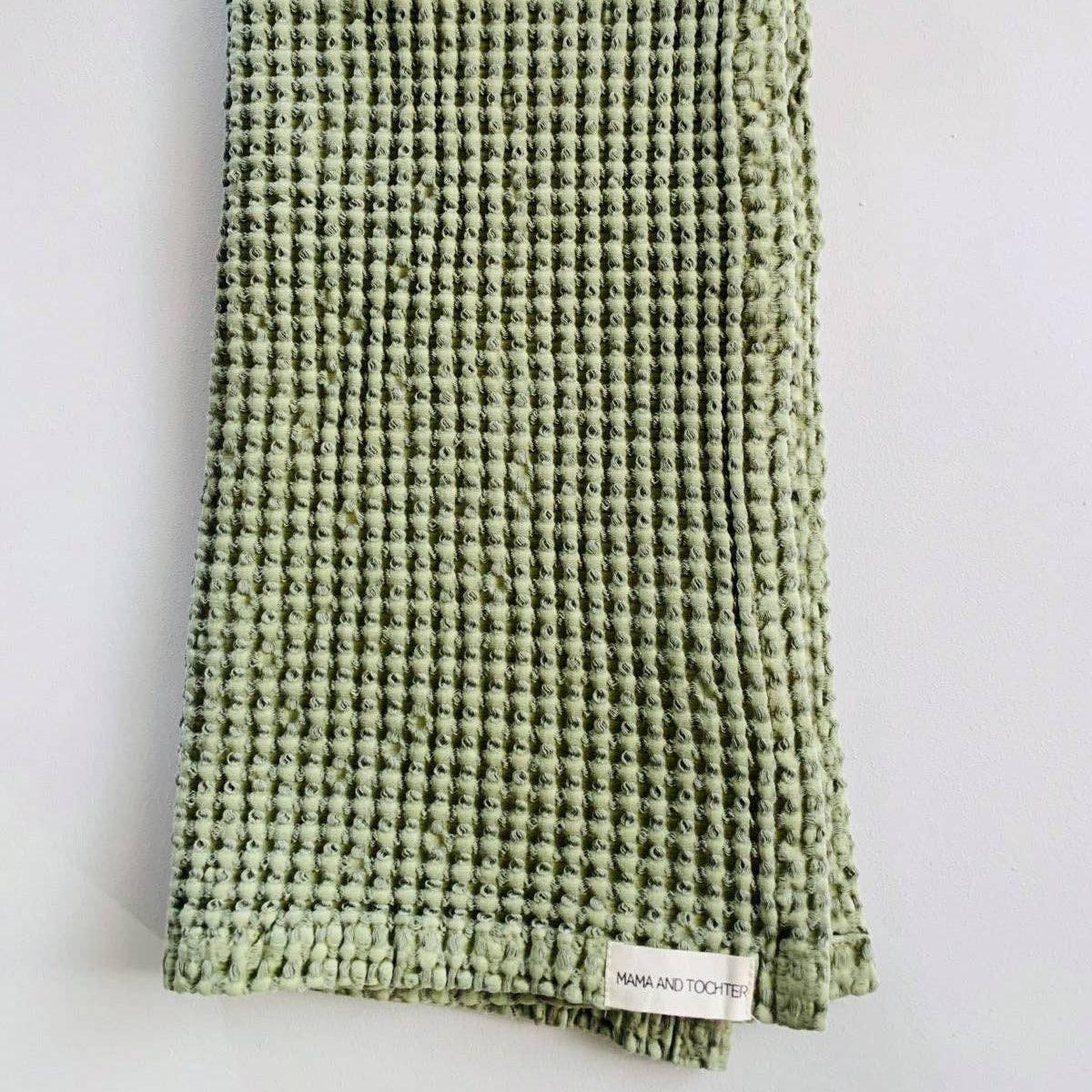 100% Organic Cotton Rustic Waffle Tea Towel - Light Olive Mama and Tochter
