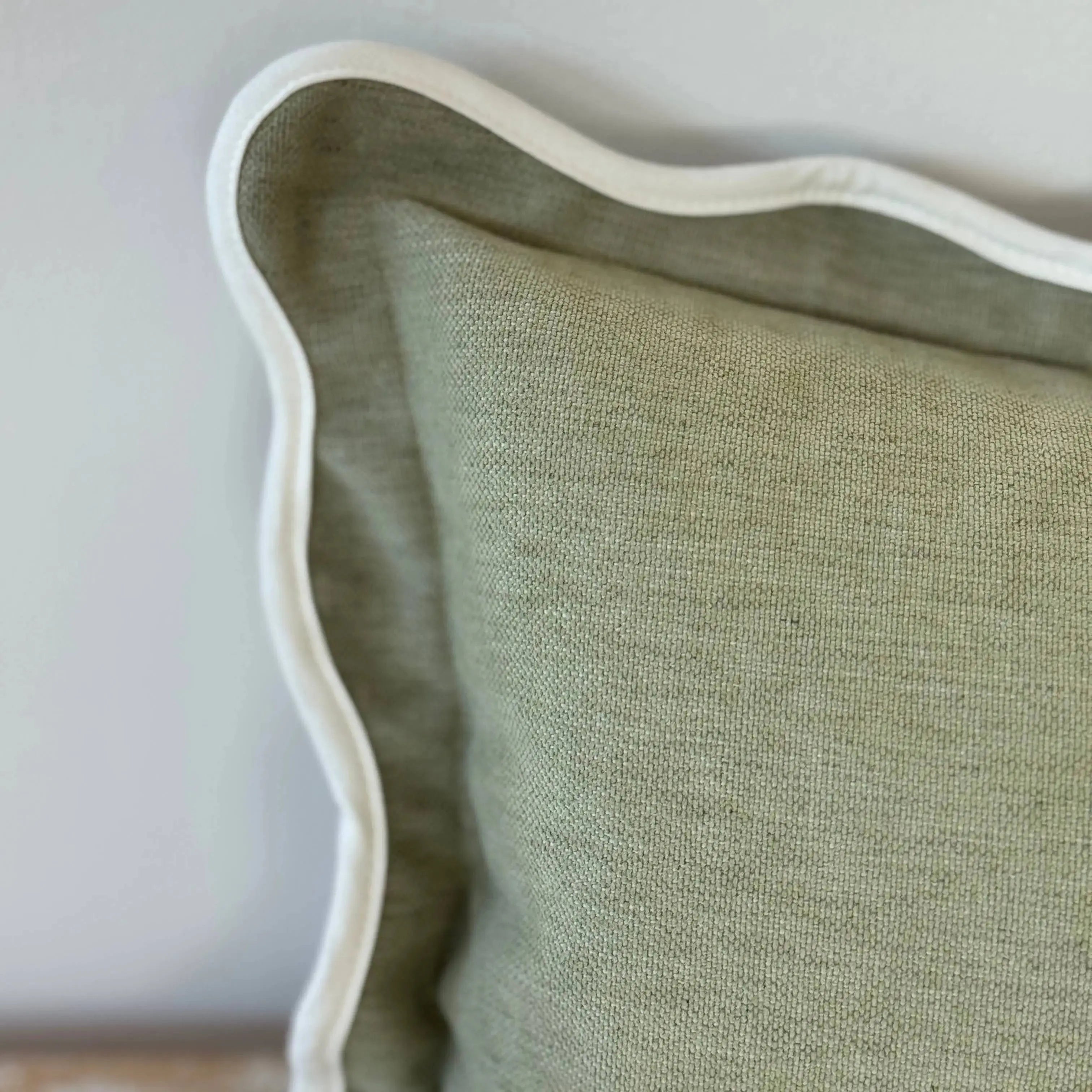 Chloe Sage Scalloped Edge Cushion 50x30cm Ellenvale Trade