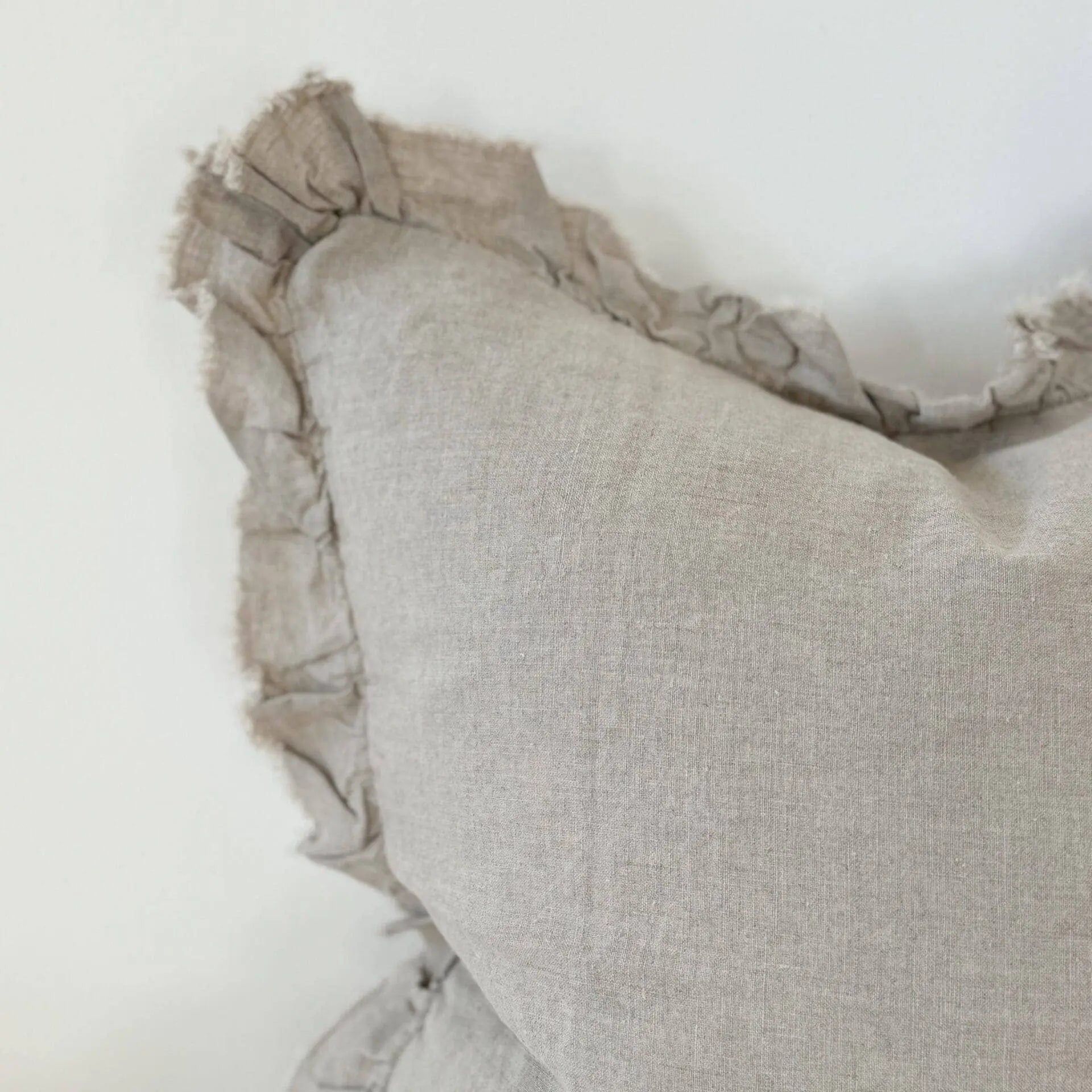 Hallie Ruffled Linen Cushion Cover – Natural 65x65cm