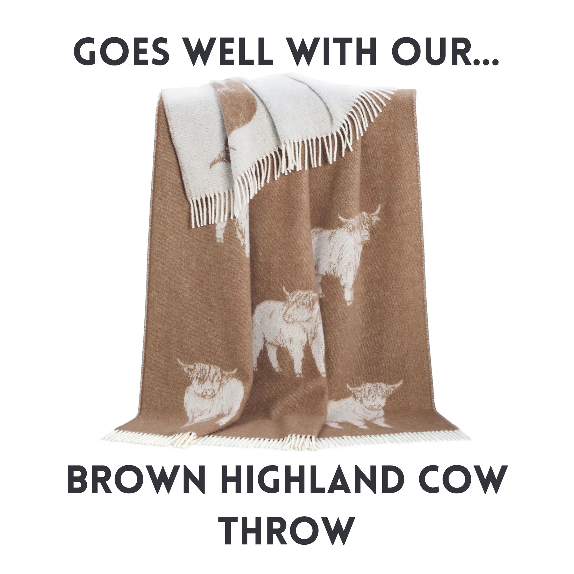 Highland Cow Brown Pure Wool Cushion Cover JJ Textile