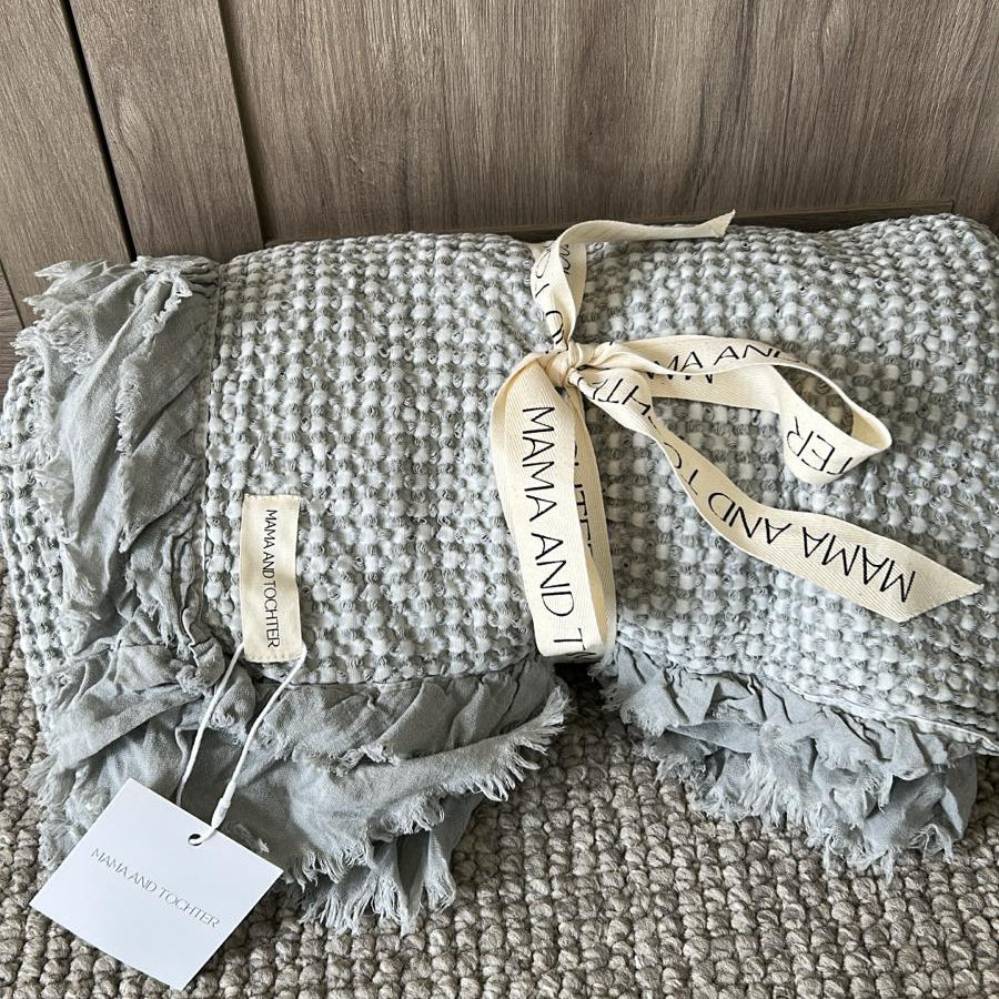 Organic Cotton Rustic Waffle Throw Blanket - Light Grey Mama and Tochter
