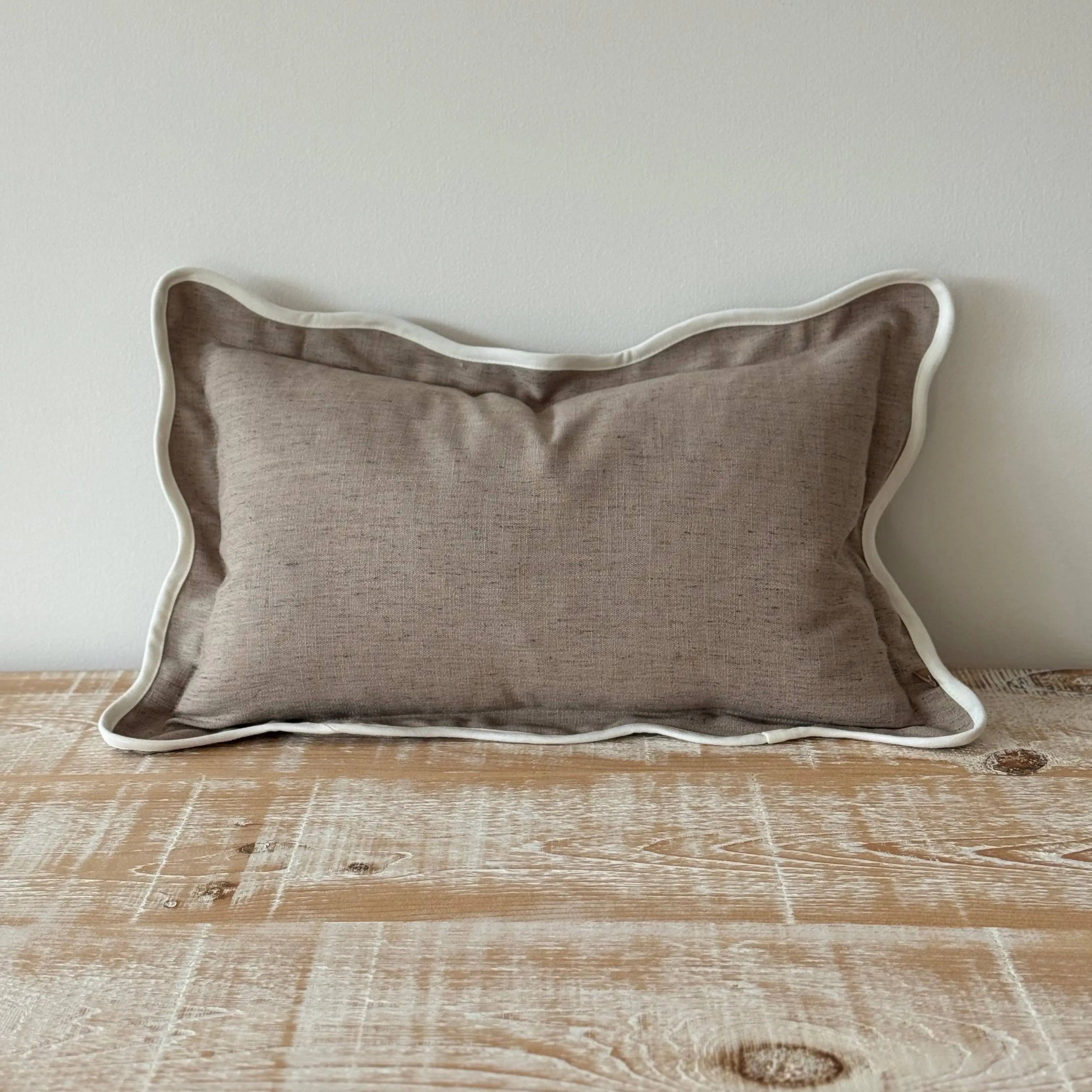 Chloe Greige Scalloped Edge Cushion Cover 50x30 Ellenvale Trade