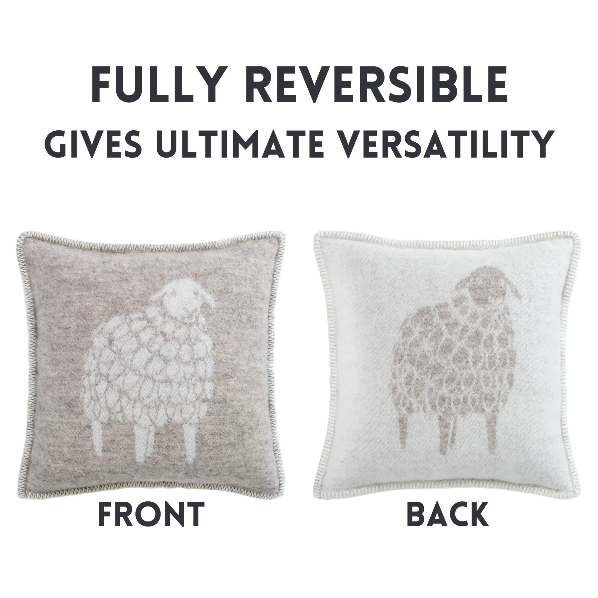 Sheep Mima Soft Brown Pure Wool Cushion Cover JJ Textile