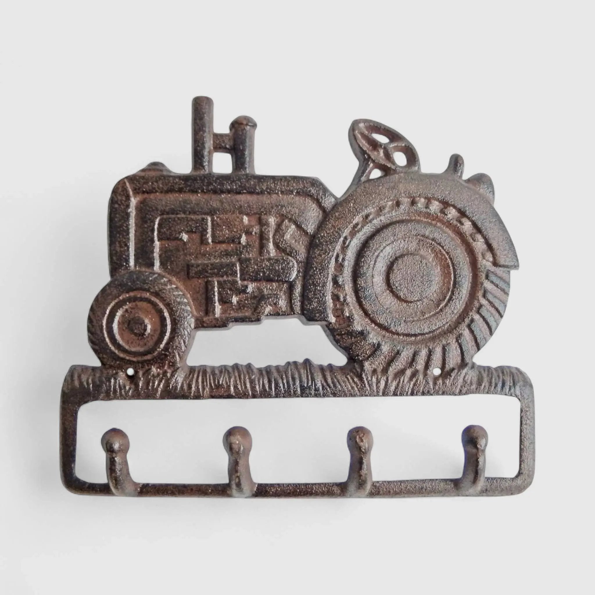 Country Charm Cast Iron Tractor 4 Hook – Farmhouse Wall Organizer
