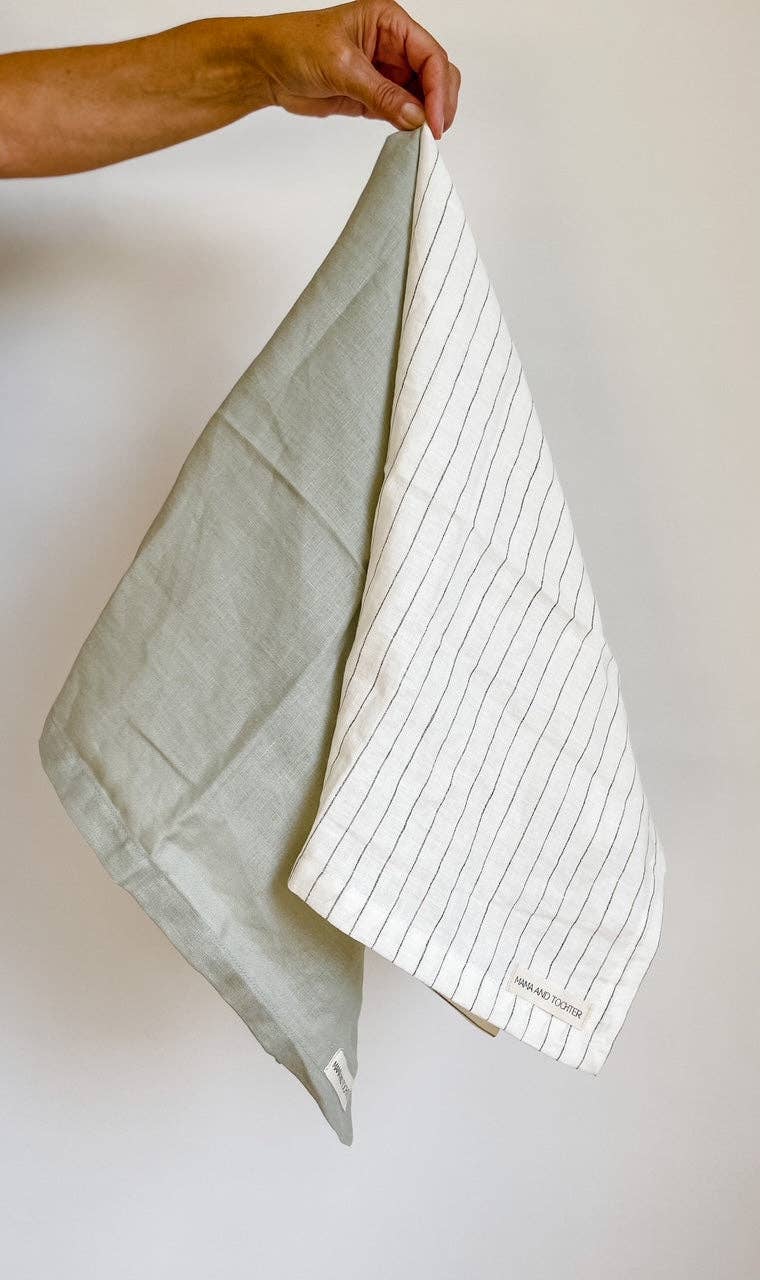 Pure French Linen Tea Towel - Pistachio Mama and Tochter