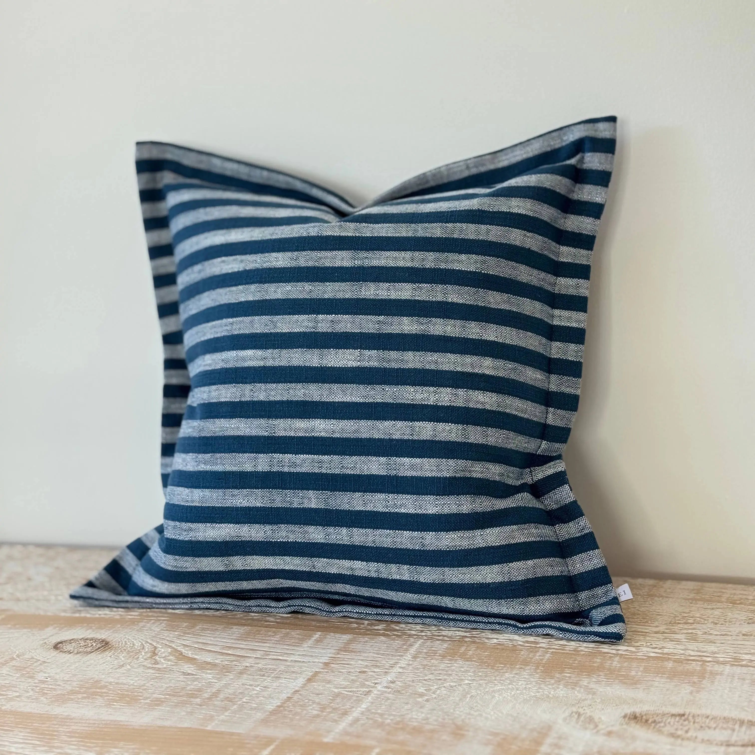 Vienna Navy Stripe Flanged Edge Cushion Cover – 45 × 45 cm Ellenvale Trade