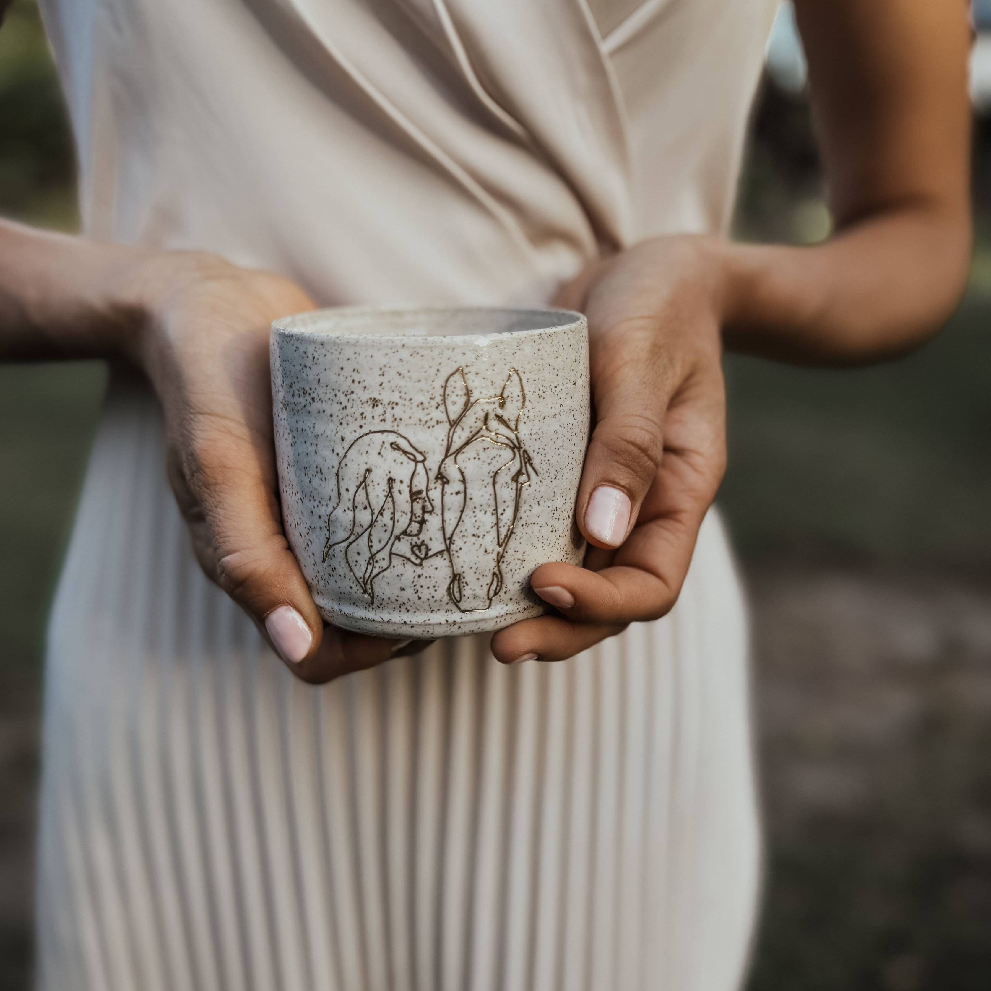 Ceramic Hug Mug – Girl with Horse Wolf and Clay Pty Ltd