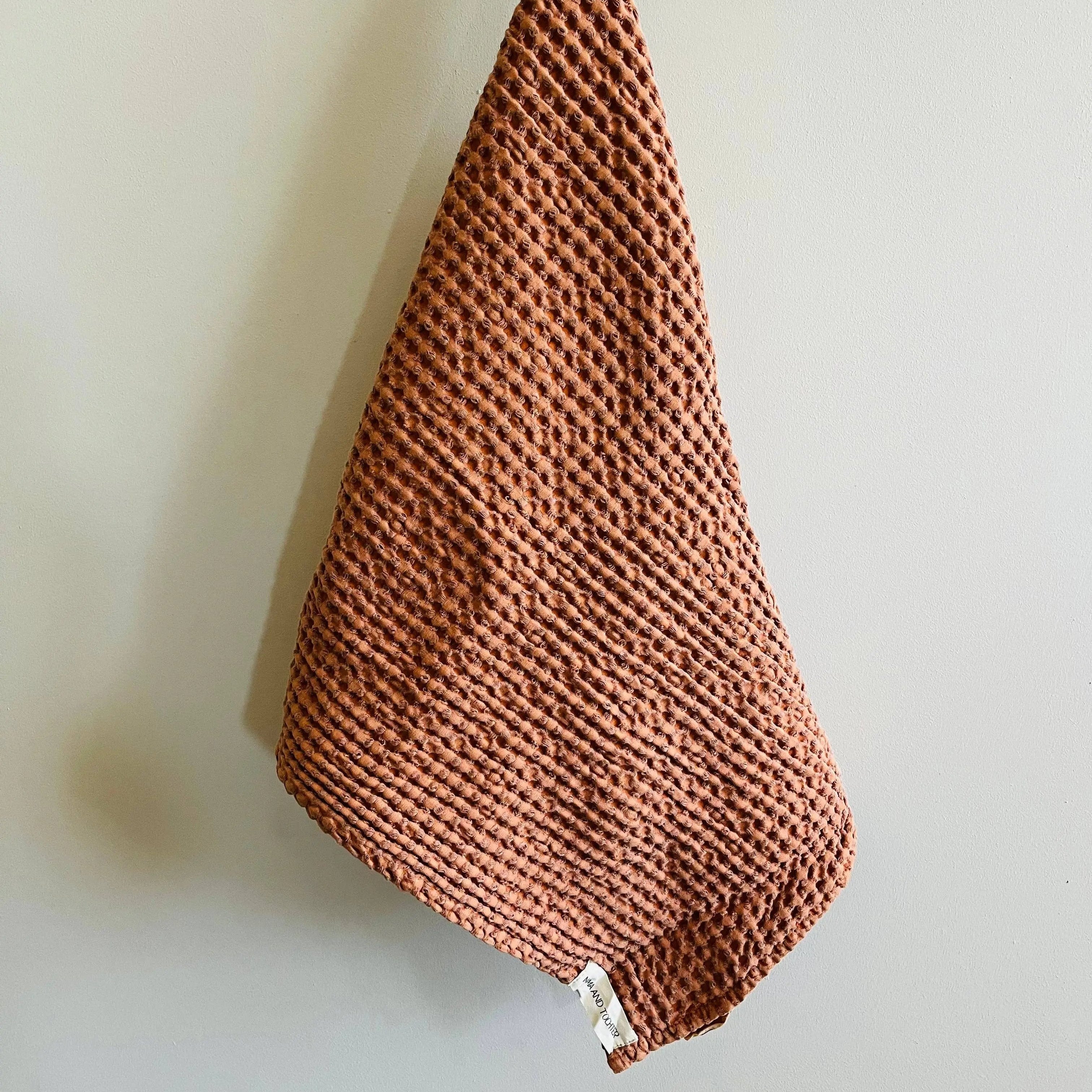 100% Organic Cotton Rustic Waffle Tea Towel - Terracotta XL Mama and Tochter