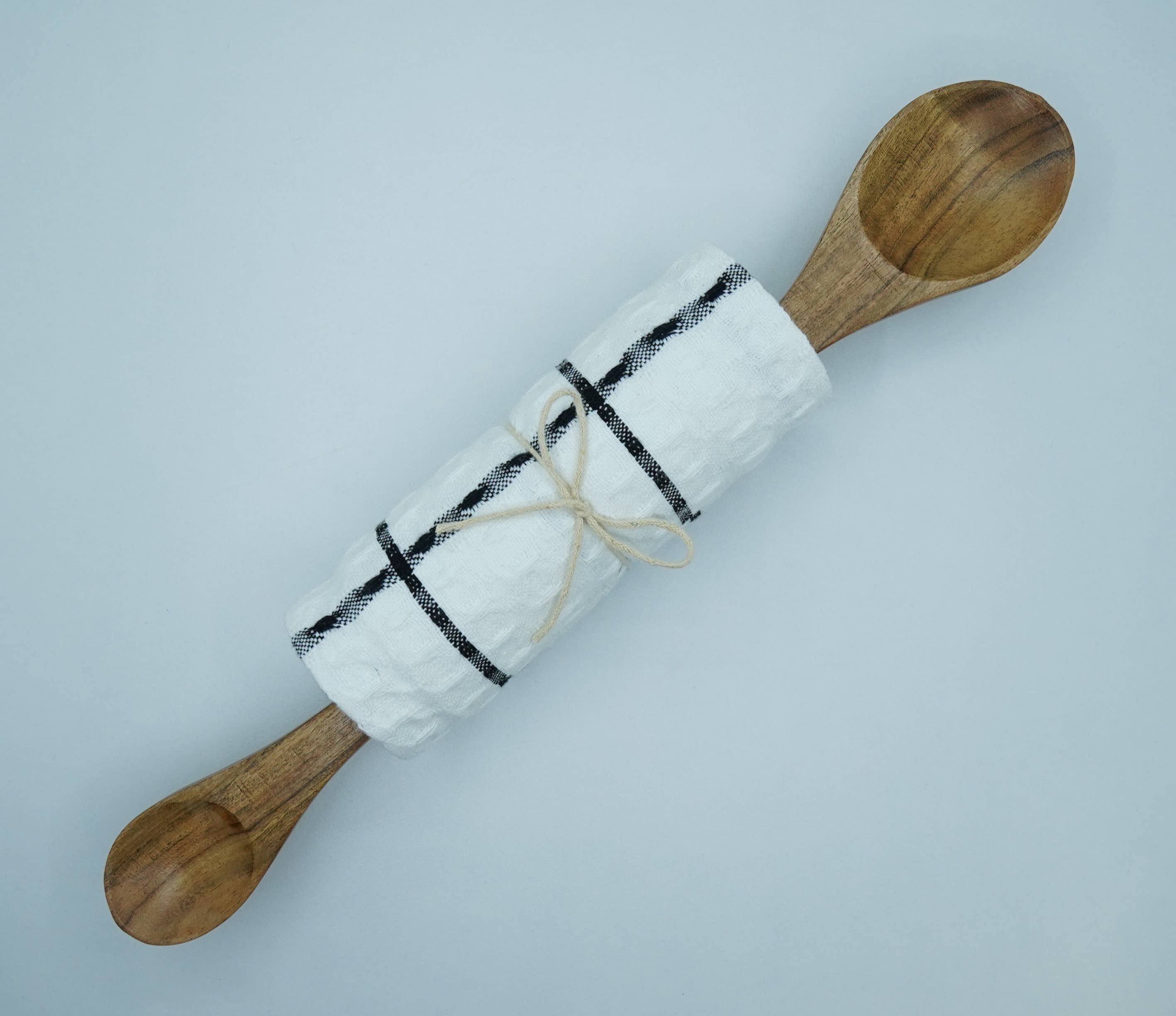 Waffle Kitchen Tea Towel with Double-Sided Spoon – White Rich Home Linens
