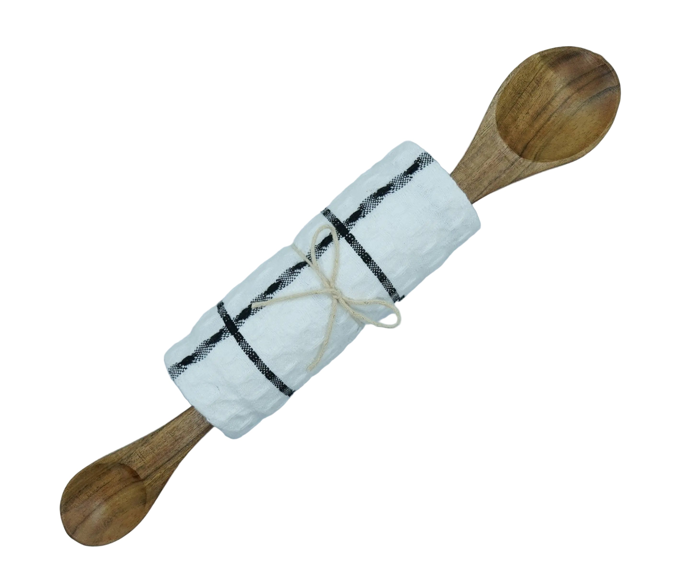 Waffle Kitchen Tea Towel with Double-Sided Spoon – White Rich Home Linens