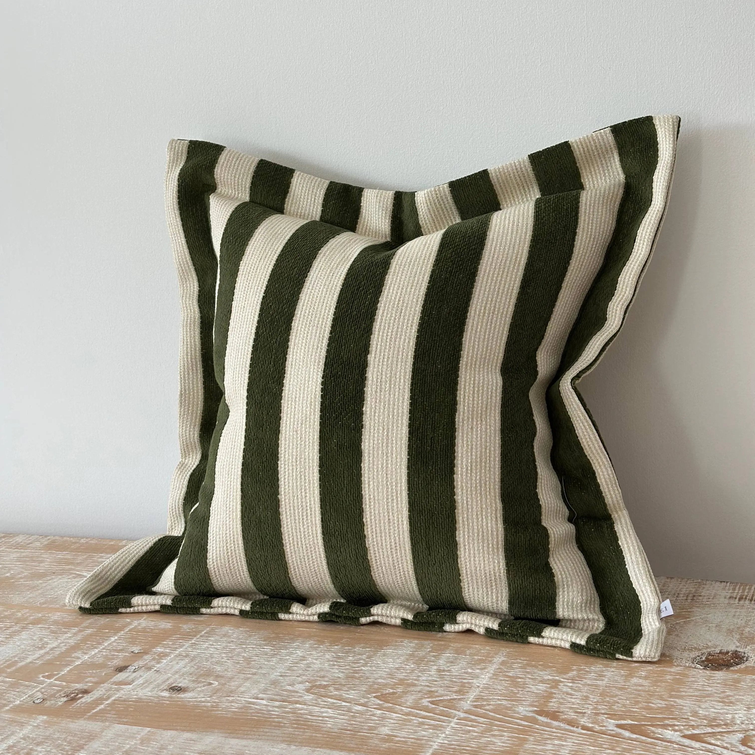 Orla Olive Green Stripe Cushion Cover 45cm × 45cm Ellenvale Trade