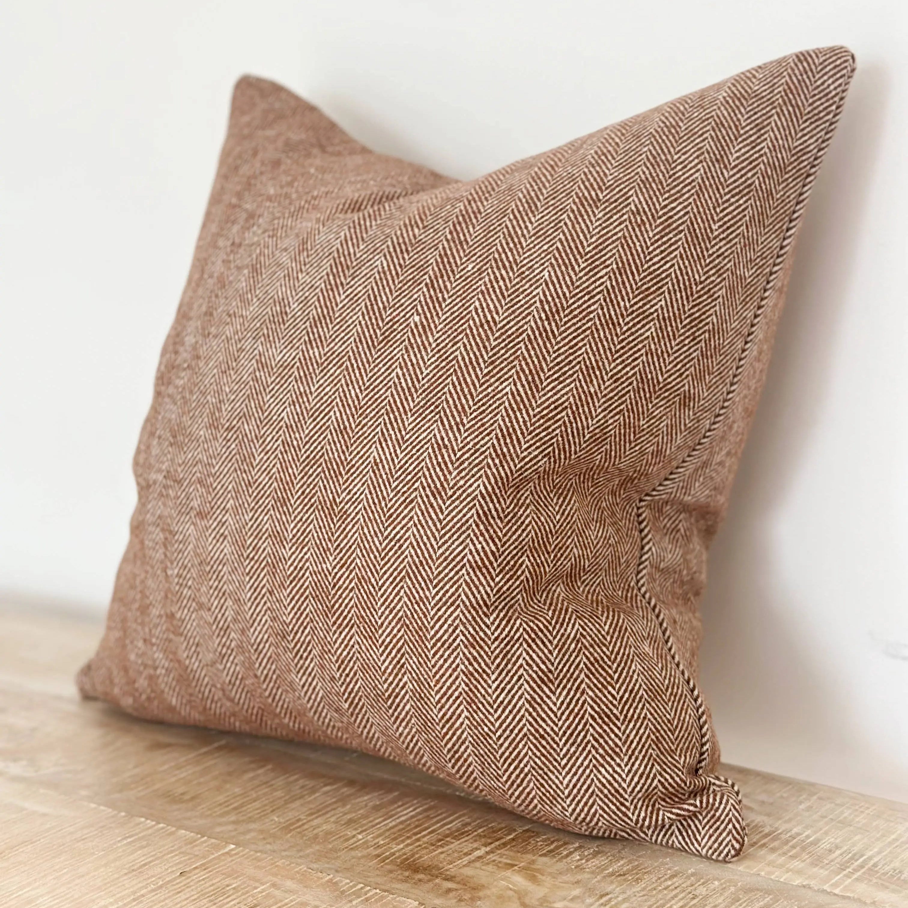 Tia Wool Blend Cushion Cover – Rust (53 × 53 cm)