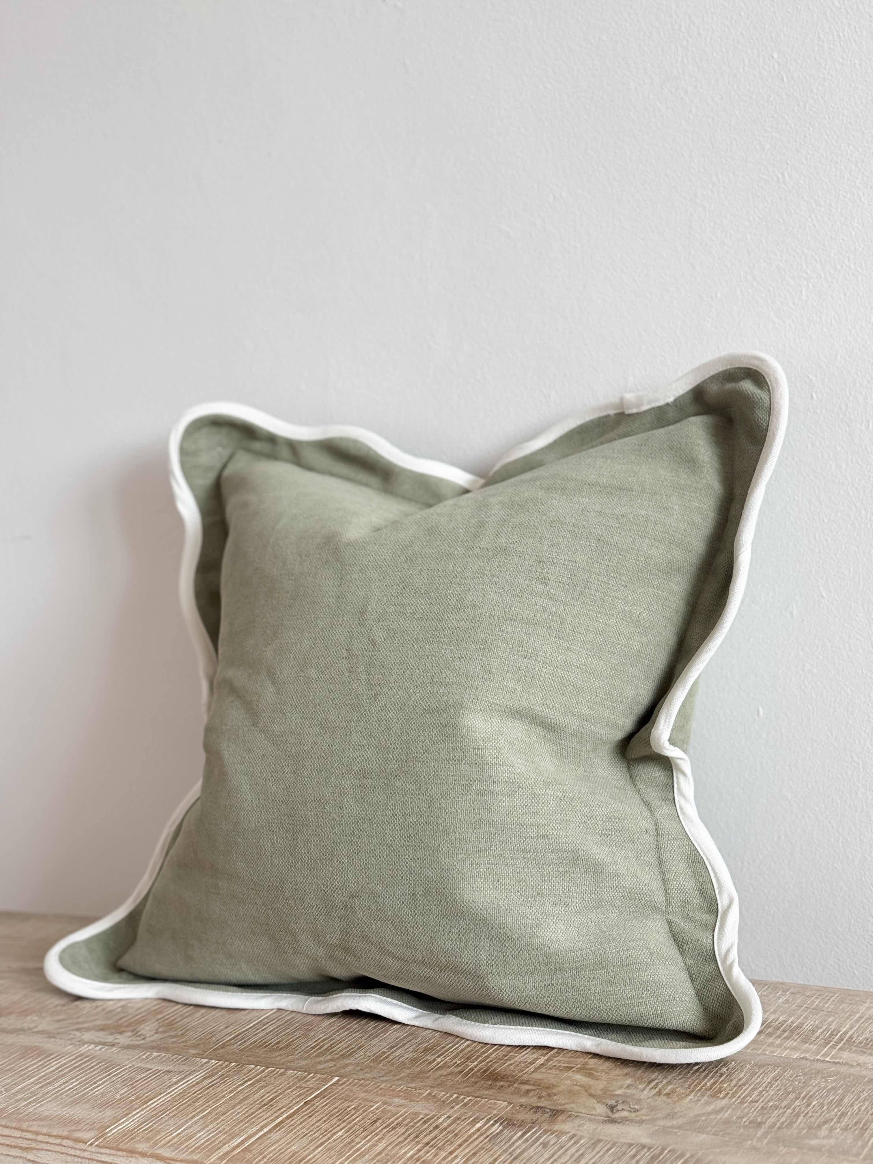 Chloe Sage Scalloped Edge Cushion Cover – 45×45cm Ellenvale Trade