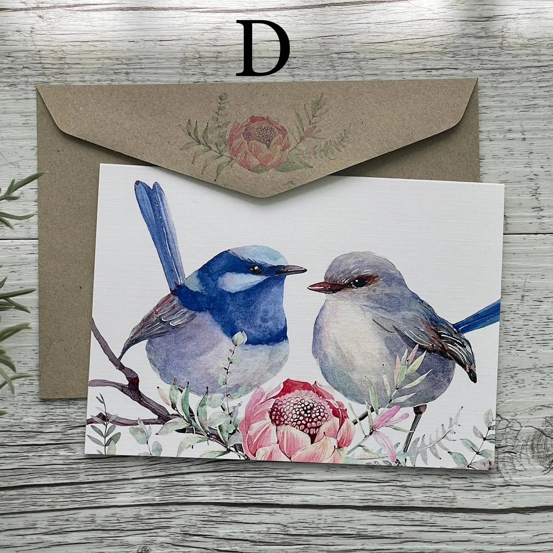 Superb Fairy Wrens - Blank Cards set of 4: All 4 please Scattered Seed Co