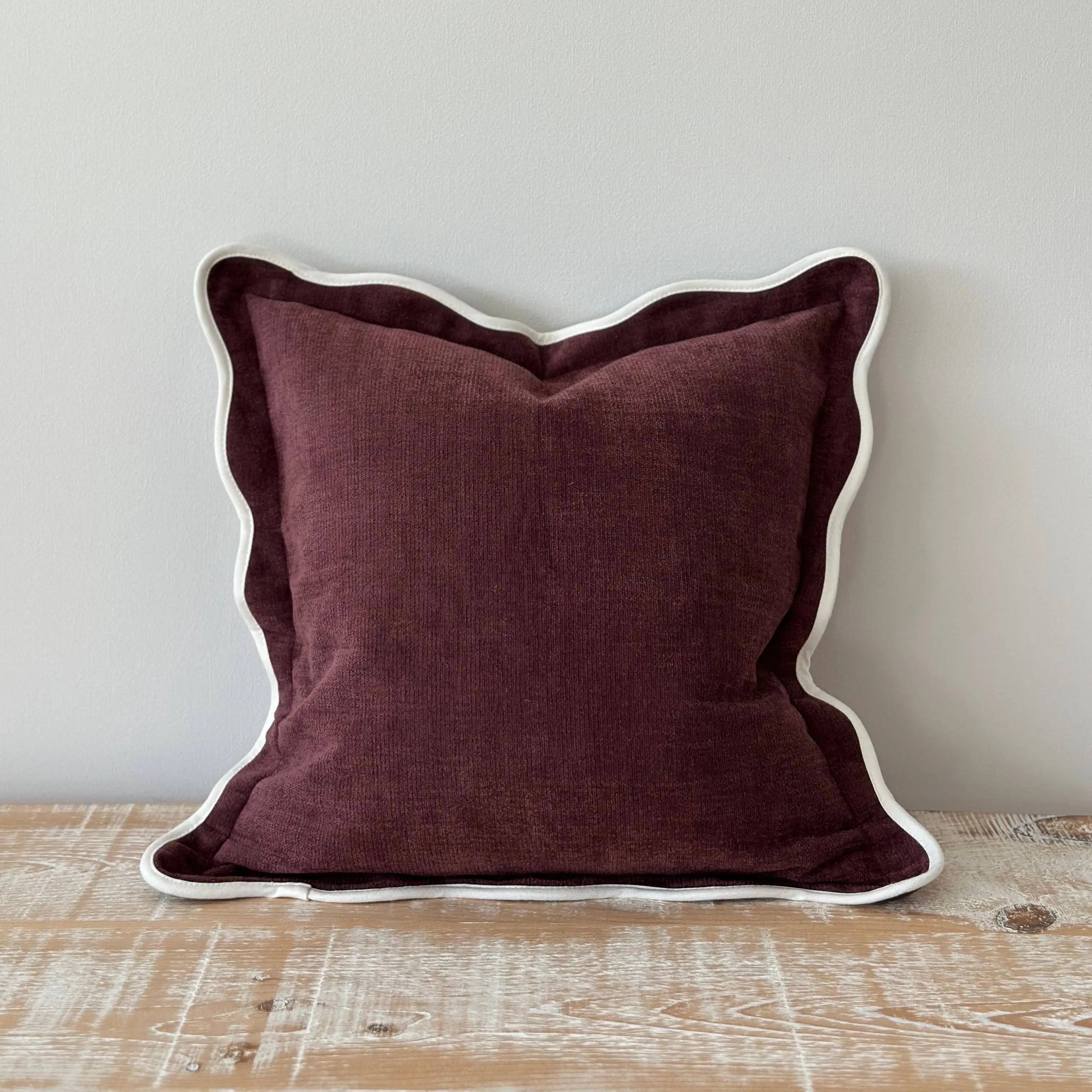 Chloe Plum Scalloped Edge Cushion Cover 45 × 45cm Ellenvale Trade
