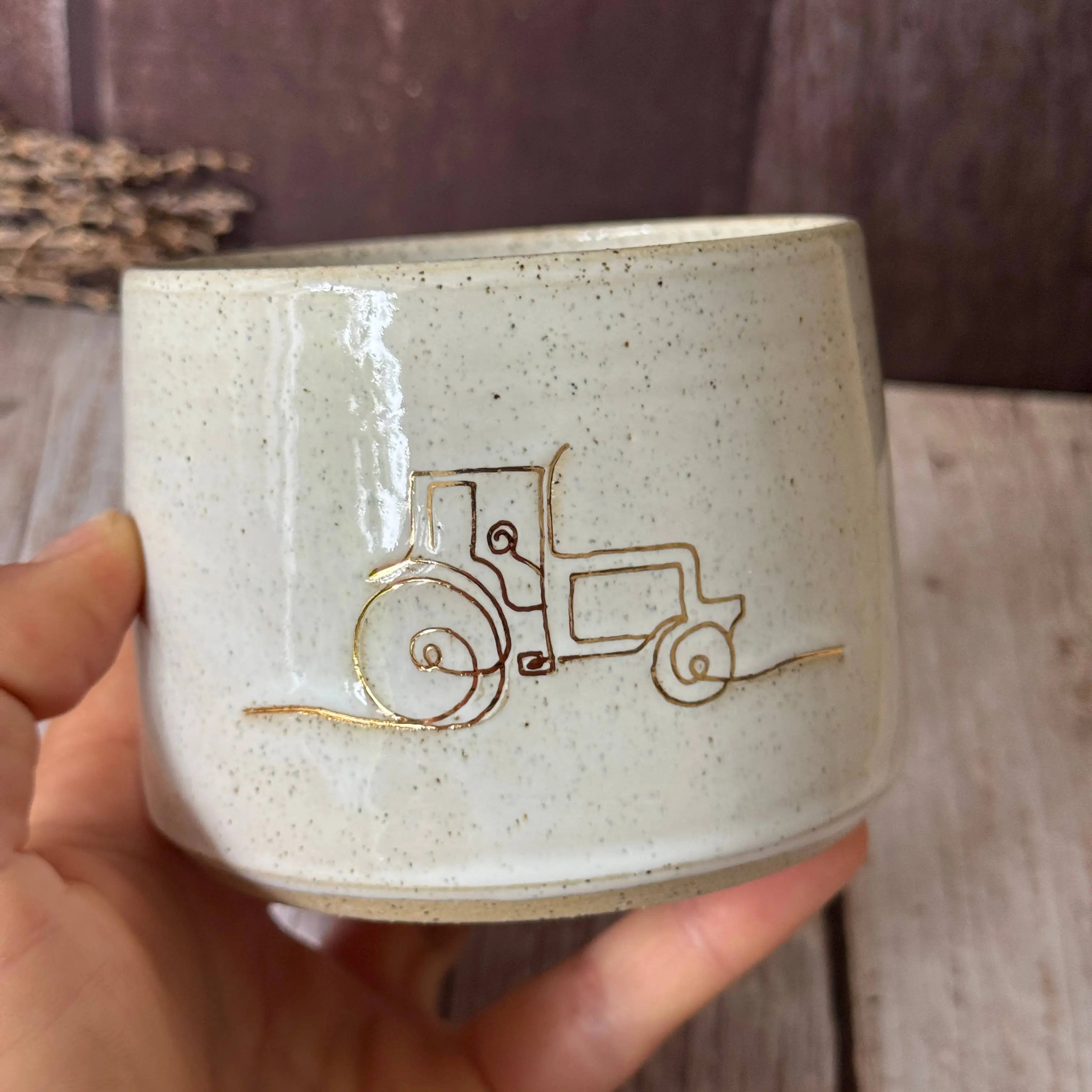 Ceramic Handmade Tractor Mug – Right-Handed Design Wolf and Clay Pty Ltd