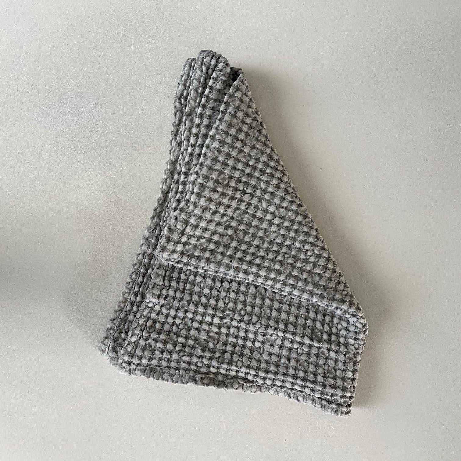 100% Organic Cotton Rustic Waffle Tea/Hand Towel - Lt Grey Mama and Tochter