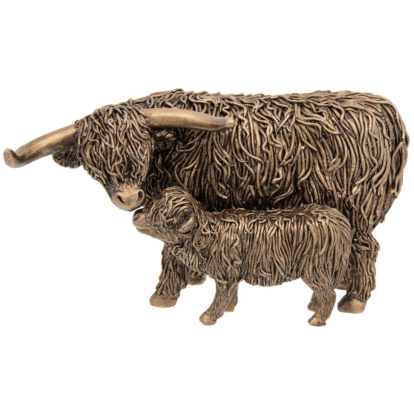 Bronze Highland Coo & Calf - Small Joe Davies