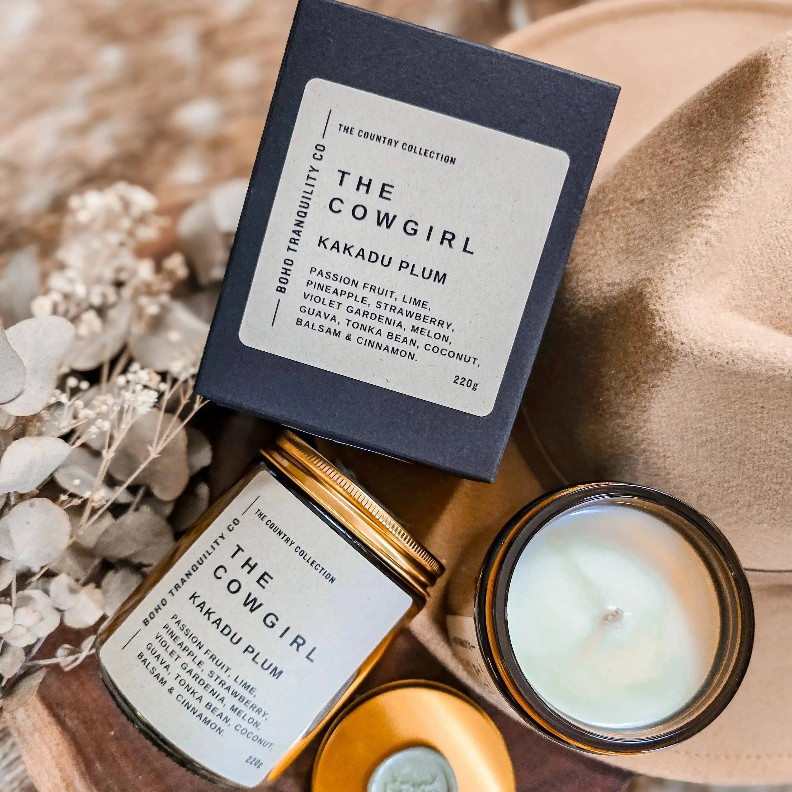 THE COUNTRY COLLECTION: THE COWGIRL - MEDIUM GLASS CANDLE Boho Tranquility Co