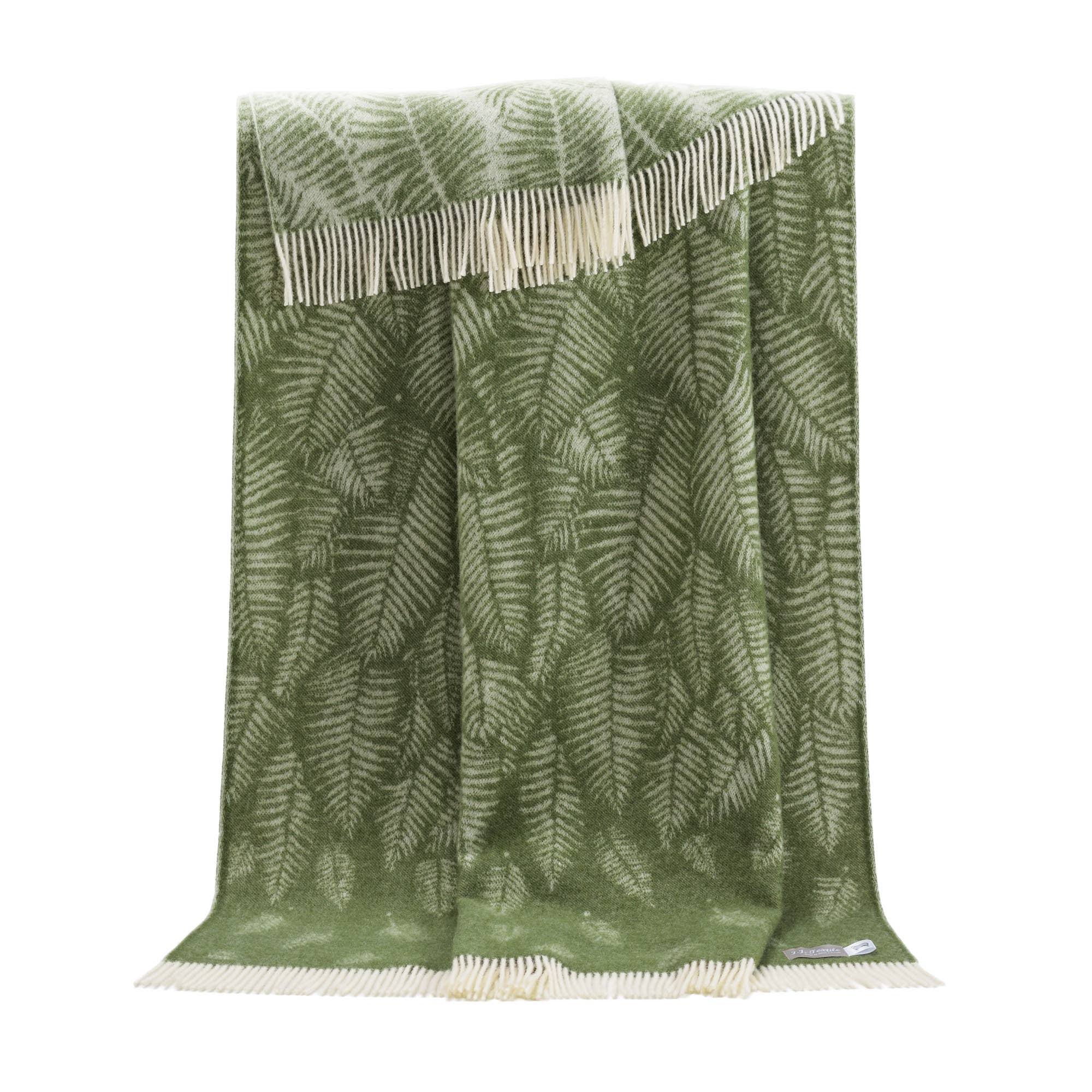 Loose Fern Green Pure Wool Throw JJ Textile