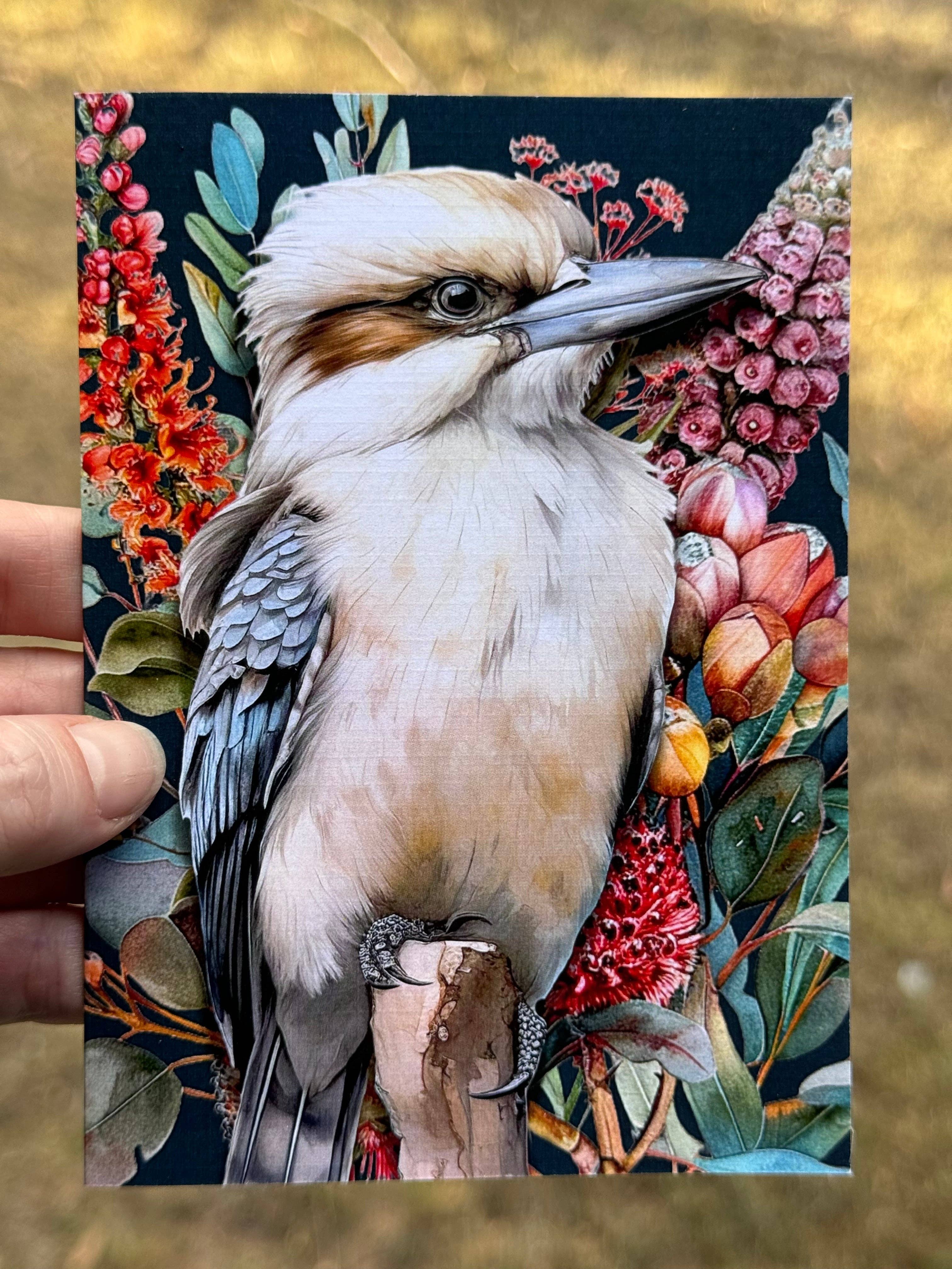 Australian Kookaburra on Native Florals Greeting Card Scattered Seed Co